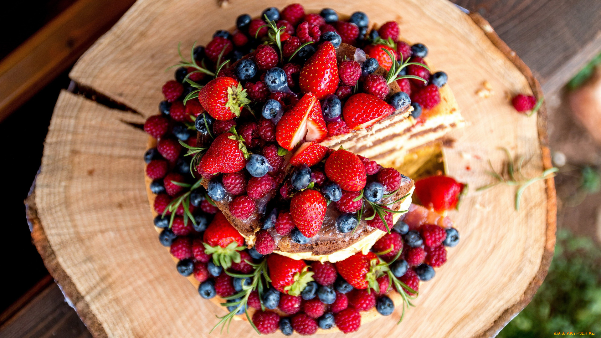 еда, торты, блинный, торт, ягоды, клубника, малина, черника