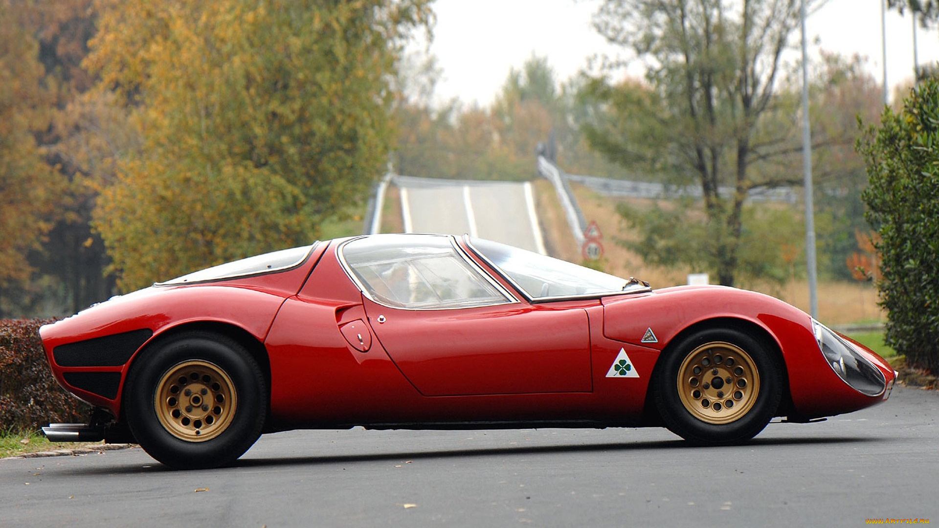 автомобили, alfa, romeo, красный, дорога, осень