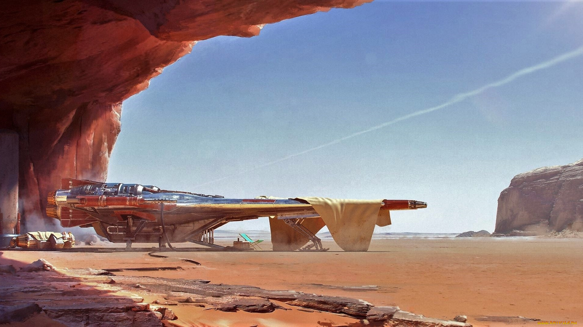 фэнтези, космические, корабли, , звездолеты, , станции, скалы, небо, след, корабль, ткань