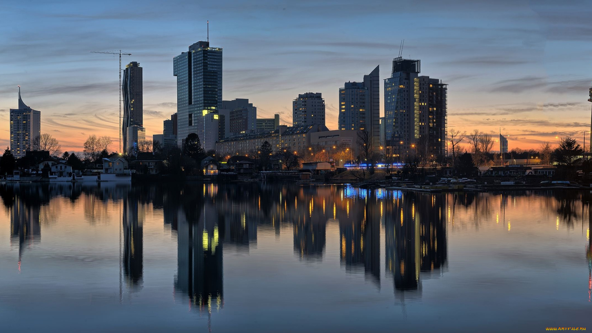 города, вена, , австрия, город, вена, отражение, два, монитора, городской, вид