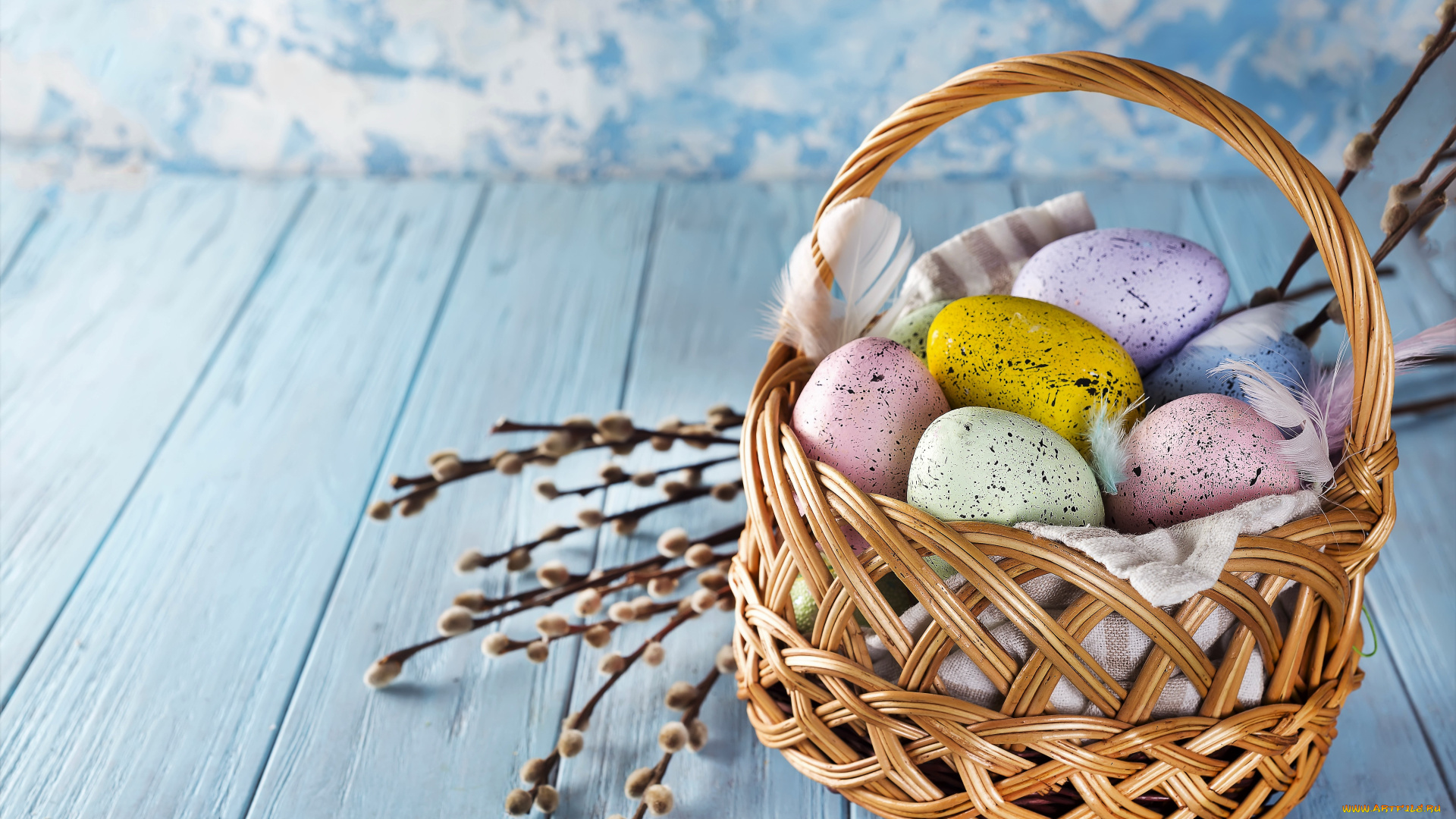 праздничные, пасха, корзина, яйца, верба