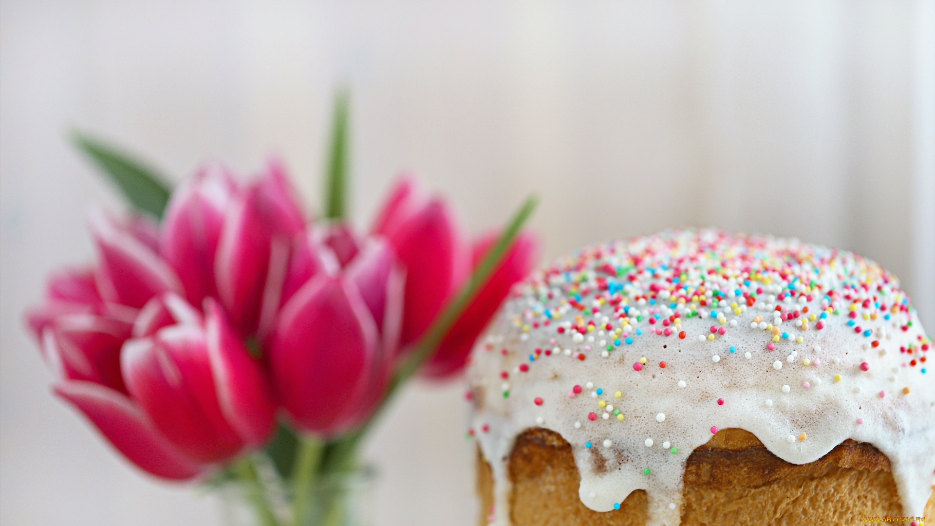 праздничные, пасха, тюльпаны, кулич