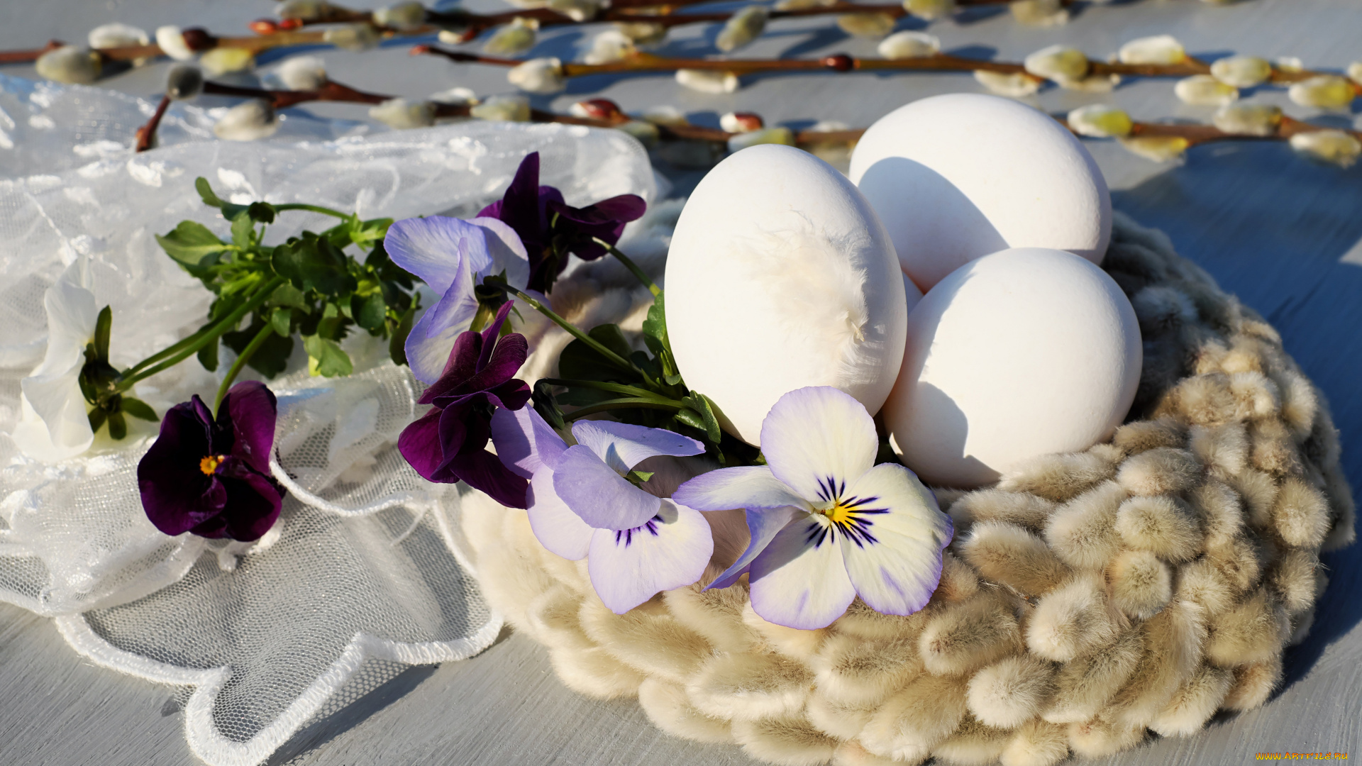 праздничные, пасха, яйца, верба, анютины, глазки
