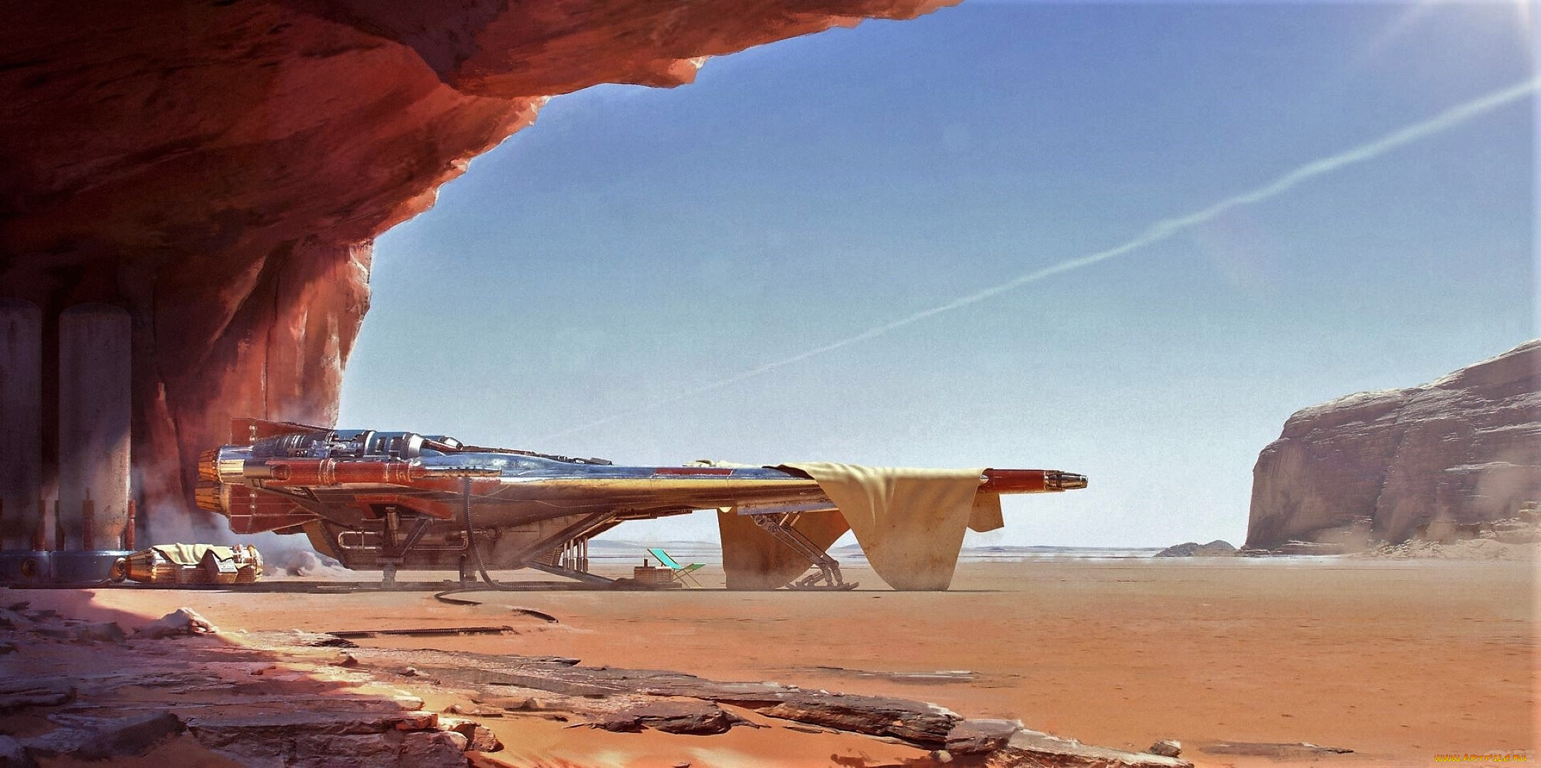 фэнтези, космические, корабли, , звездолеты, , станции, скалы, небо, след, корабль, ткань