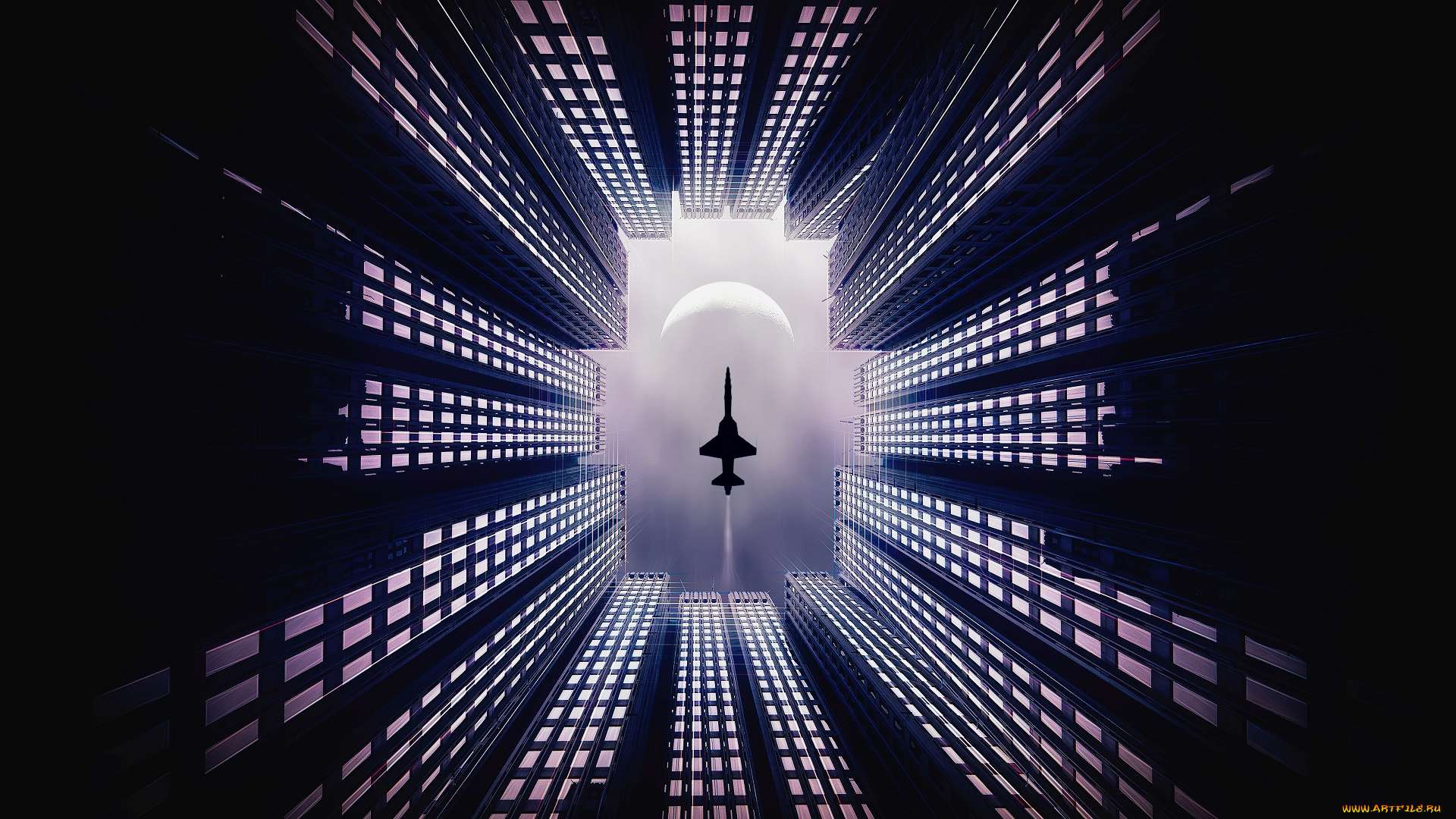 авиация, авиационный, пейзаж, креатив, самолет, полет, небо, город, дома