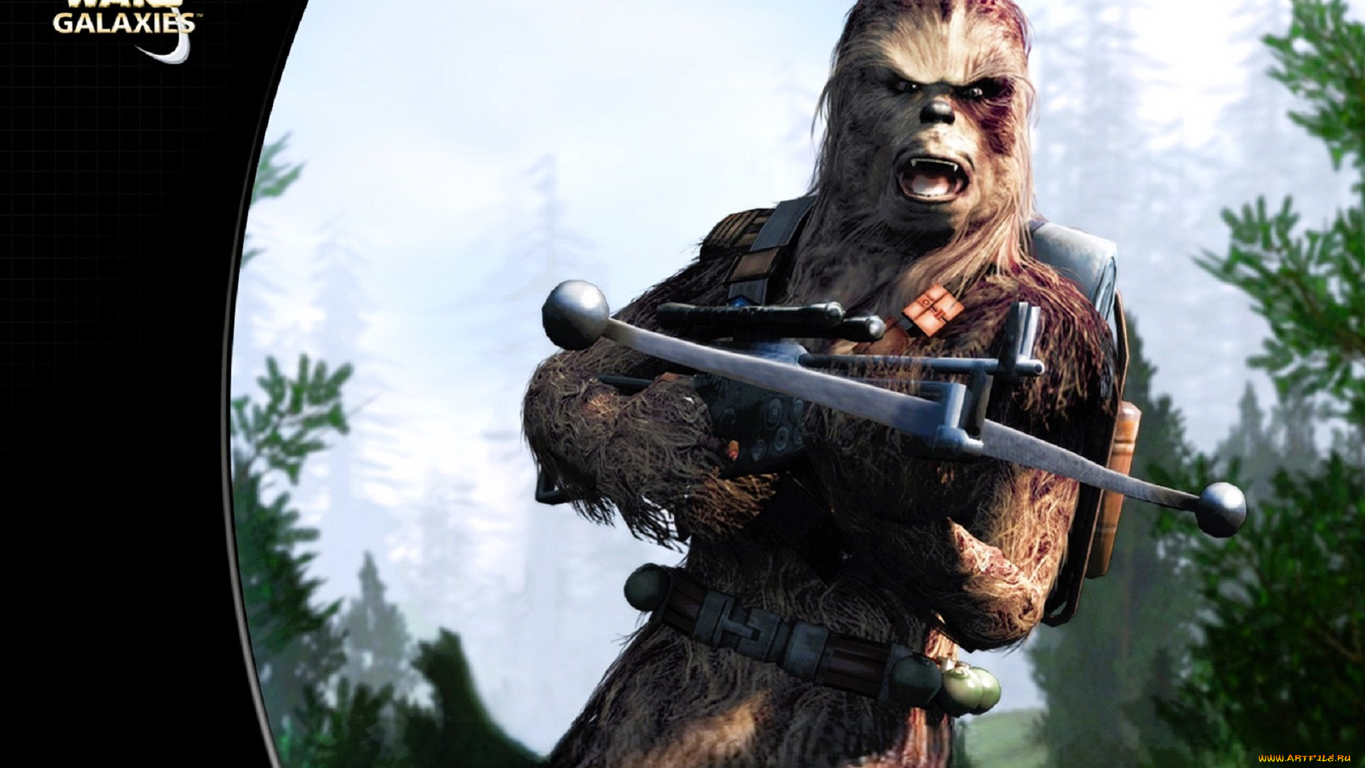 видео, игры, star, wars, , galaxies, воин, существо, арбалет, деревья