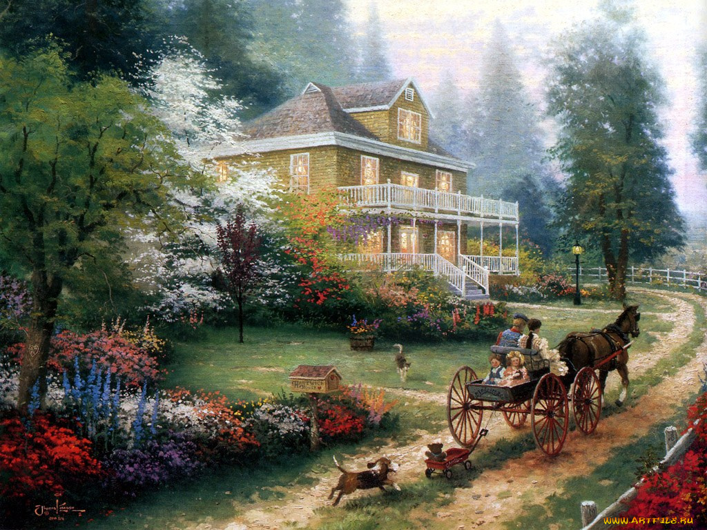 thomas, kinkade, рисованные, города