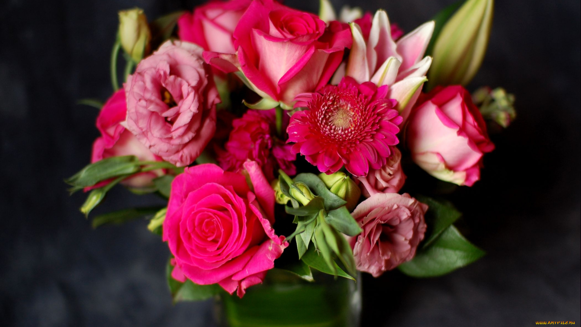 цветы, букеты, композиции, гербера, эустома, роза