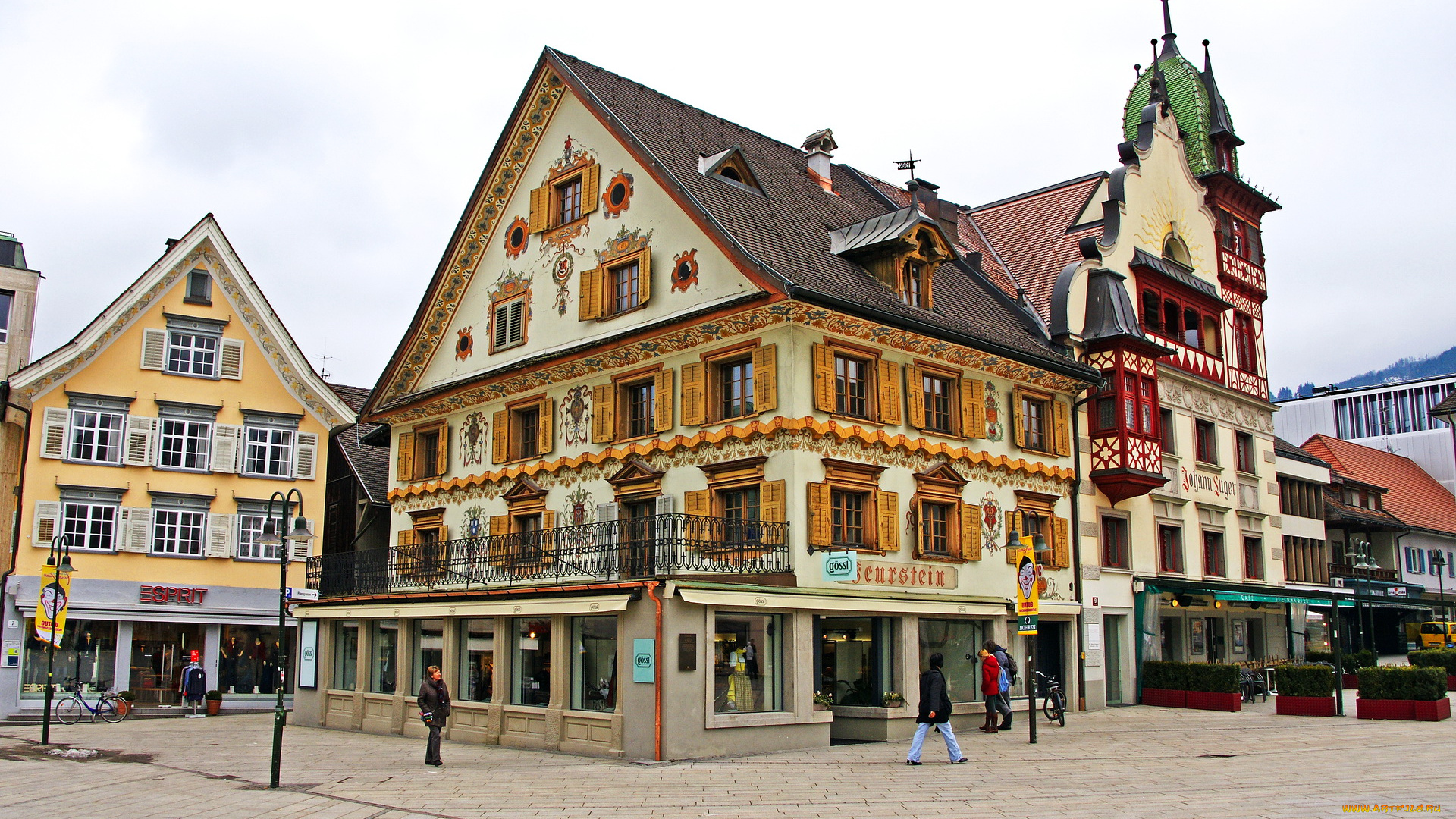 города, здания, дома, форарльберг, дорнбирн, австрия