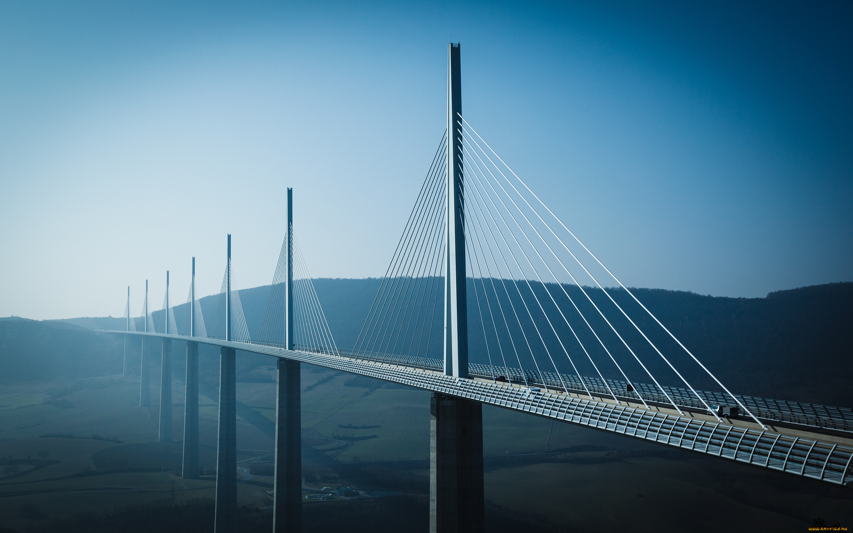 millau, viaduct, france, города, мосты