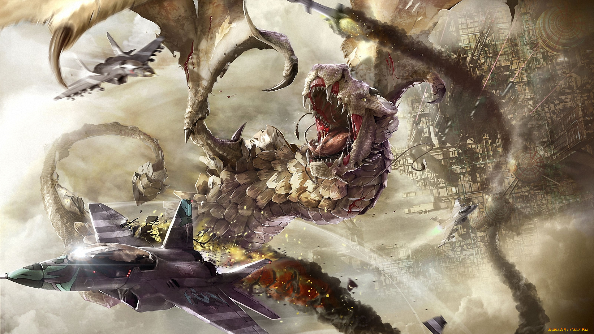 фэнтези, драконы, самолёты