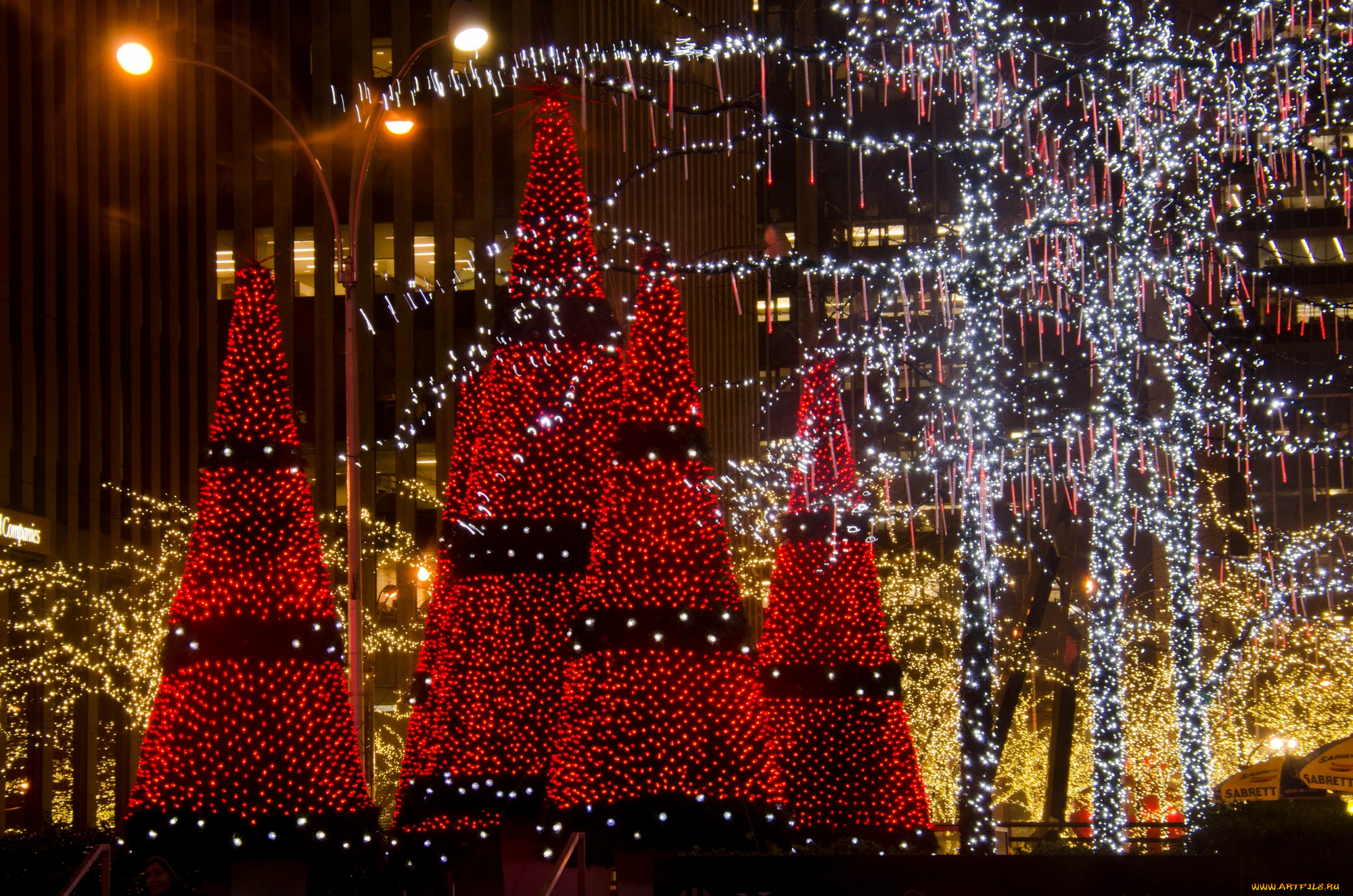 праздничные, новогодние, пейзажи, елки