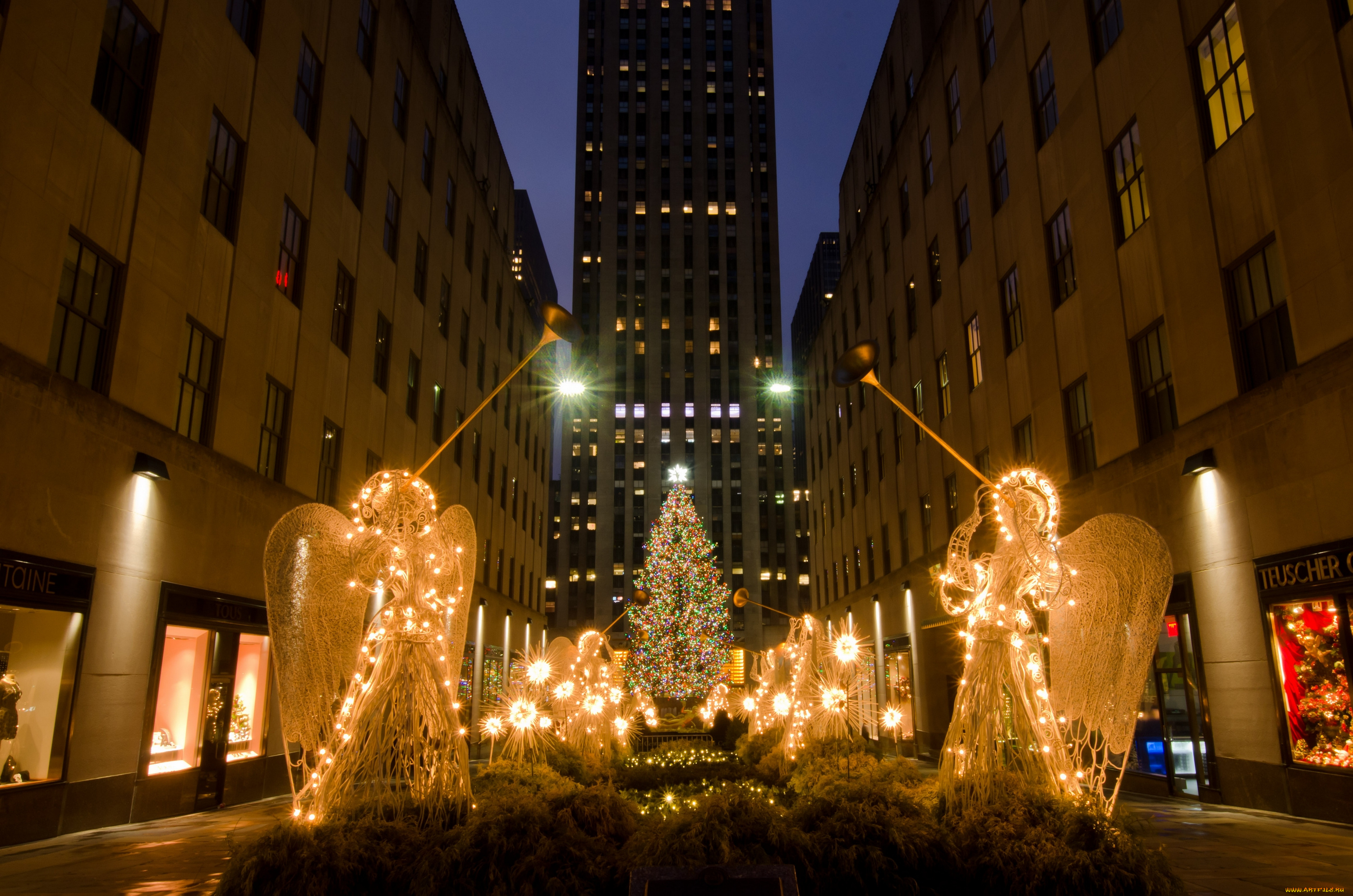праздничные, новогодние, пейзажи, ангелы