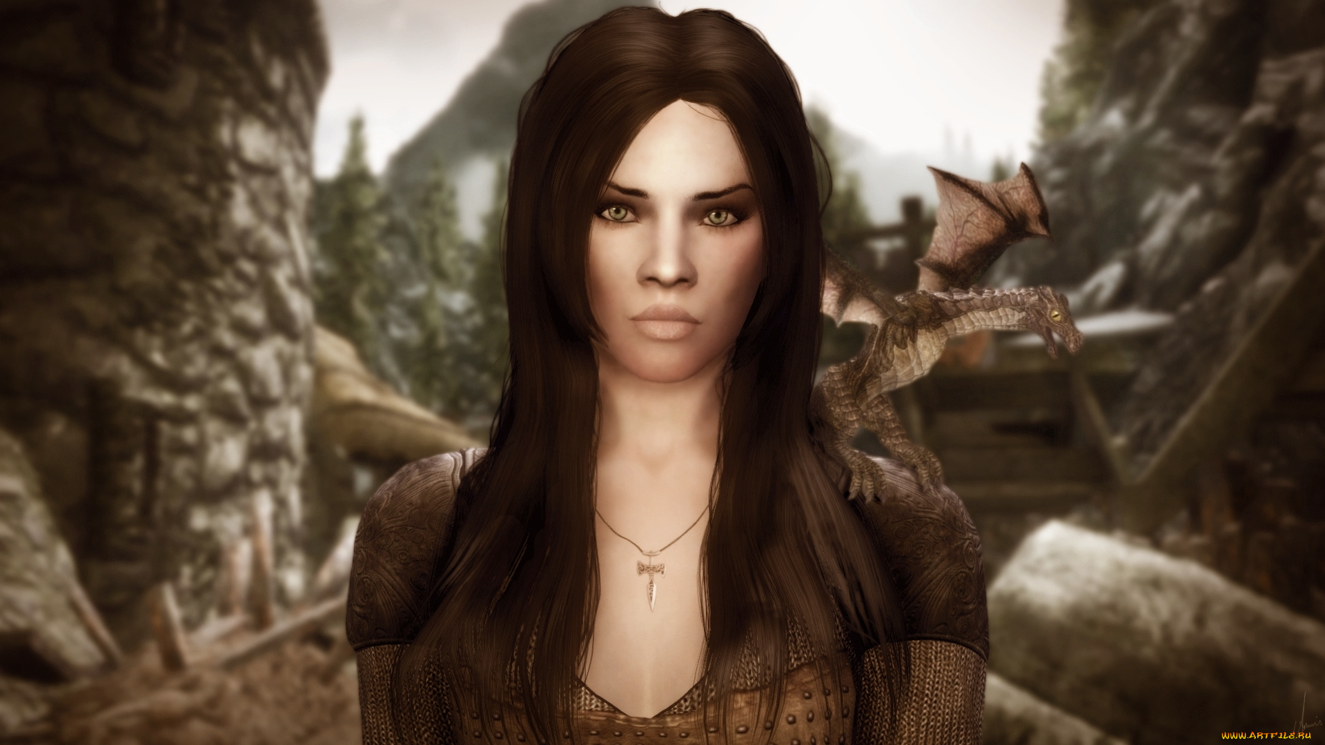 3д, графика, people, , люди, взгляд, дракон, девушка