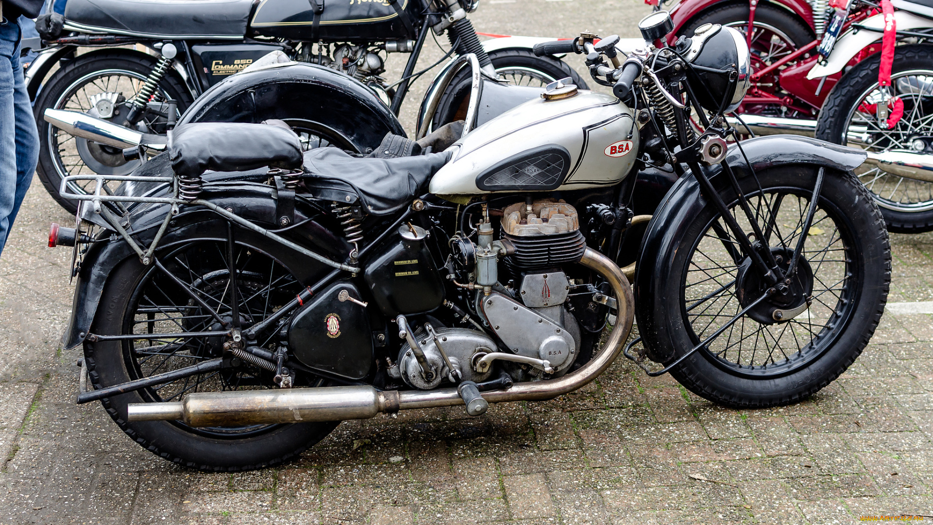 bsa, m, 20, with, sidecar, 1945, мотоциклы, bsa, история, ретро, автошоу, выставка