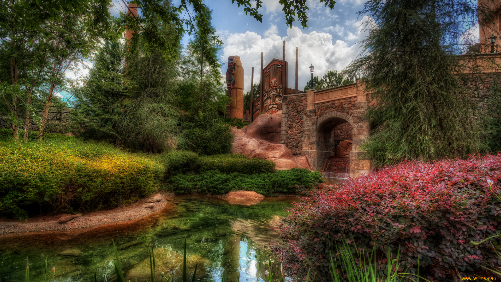 canadian, pavillion, , eh, города, диснейленд, павильон, ручей, парк