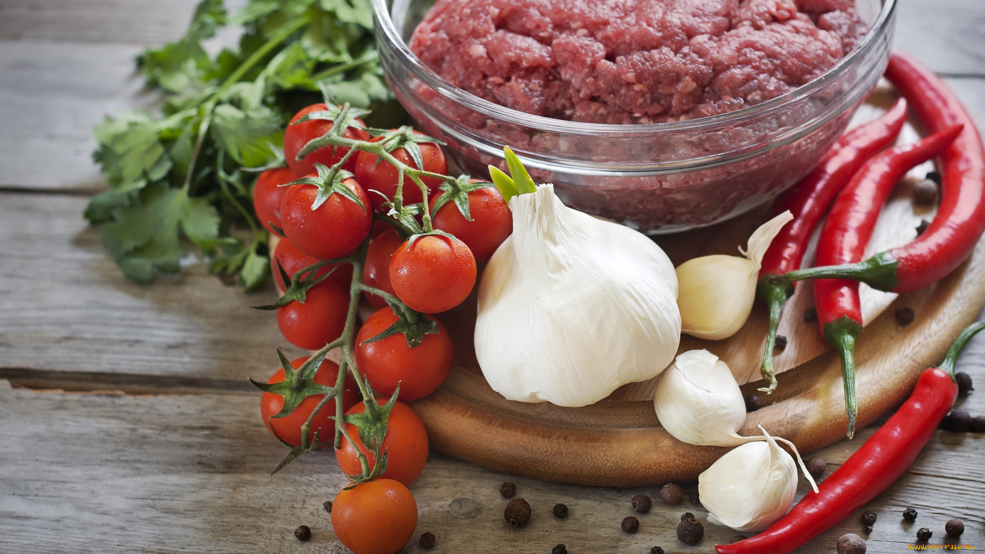 еда, разное, чеснок, помидоры, фарш, чили