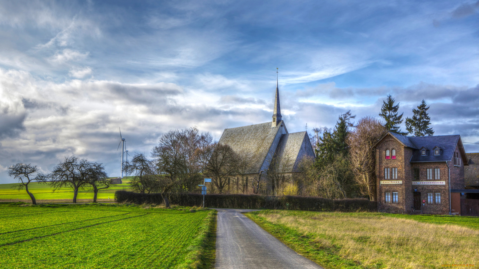 германия, , рёс, города, -, католические, соборы, , костелы, , аббатства, дома, рёс, германия, дорога, поля