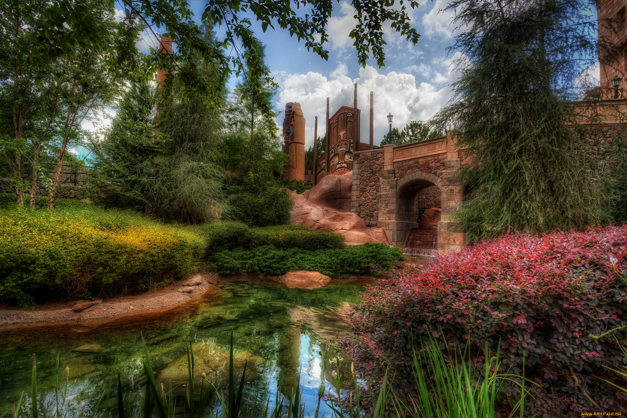 canadian, pavillion, , eh, города, диснейленд, павильон, ручей, парк