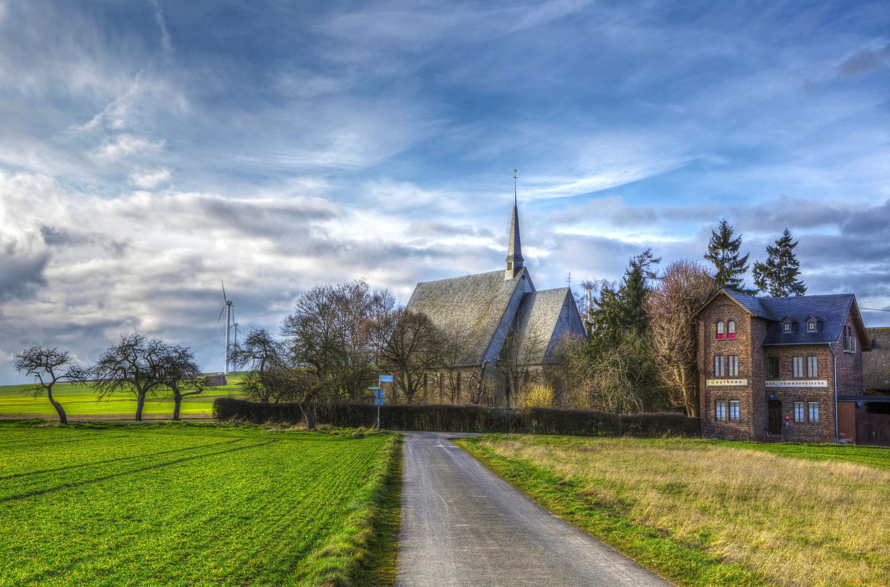 германия, , рёс, города, -, католические, соборы, , костелы, , аббатства, дома, рёс, германия, дорога, поля