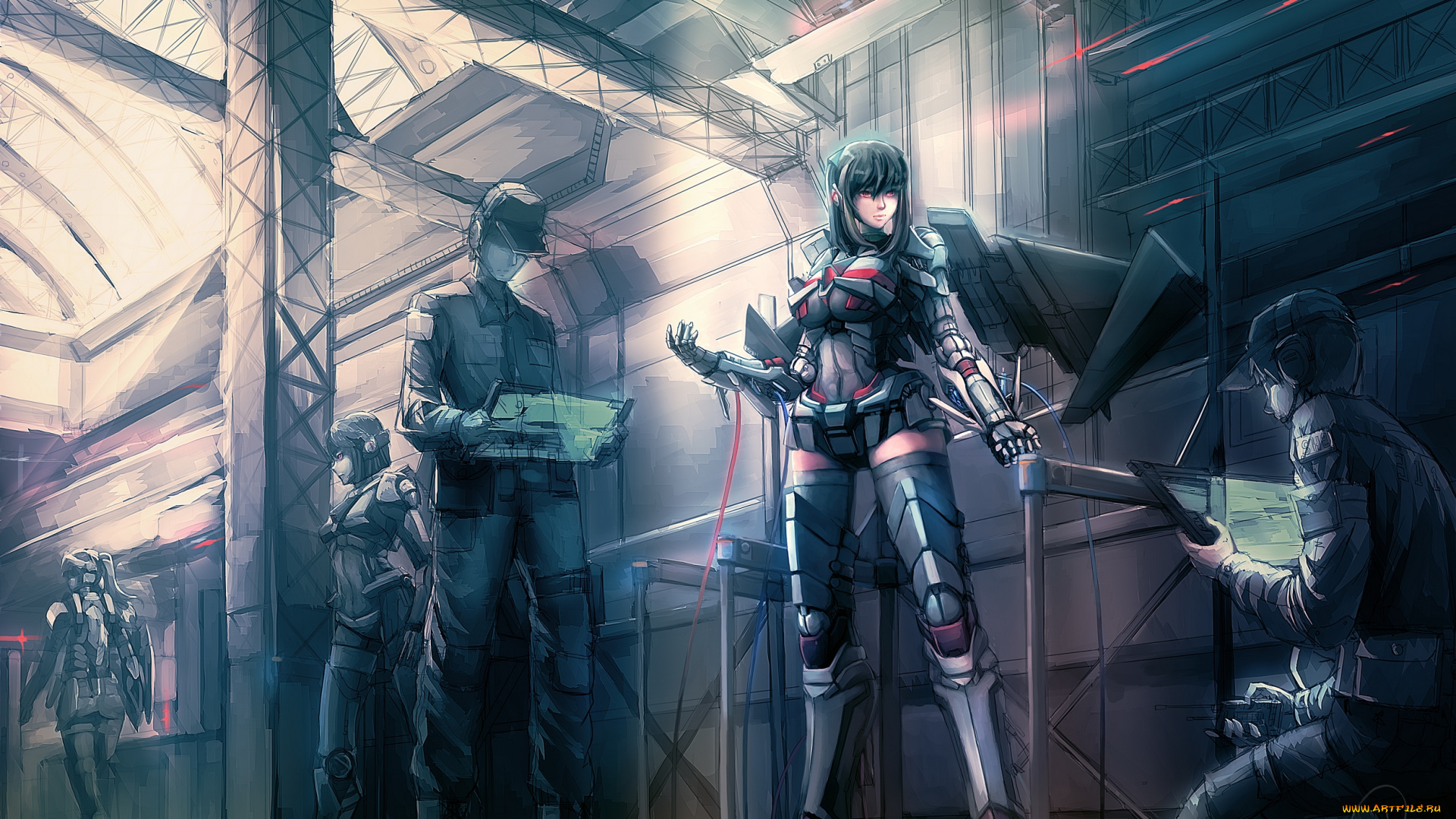 аниме, оружие, , техника, , технологии, парни, броня, девушки, технологии, арт, shou-mai