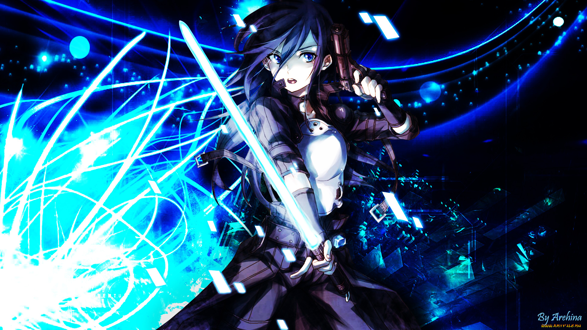 аниме, sword, art, online, kirito, арт, взгляд