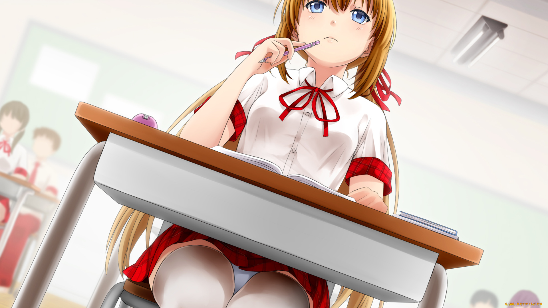 аниме, unknown, , другое, hunie, pop, tiffany, maye, девушка, парта, карандаш