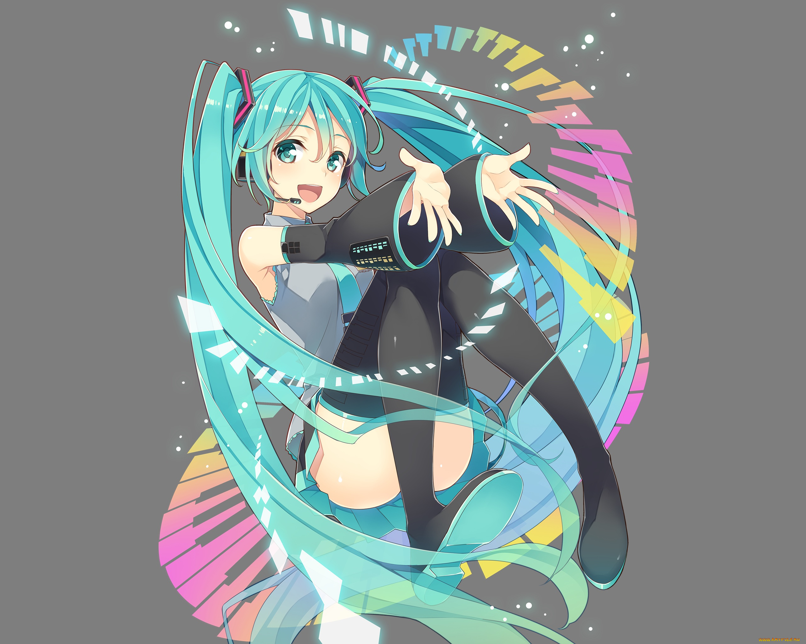 аниме, vocaloid, hatsune, miku, kuroi, liar-player, арт, фон, девушка