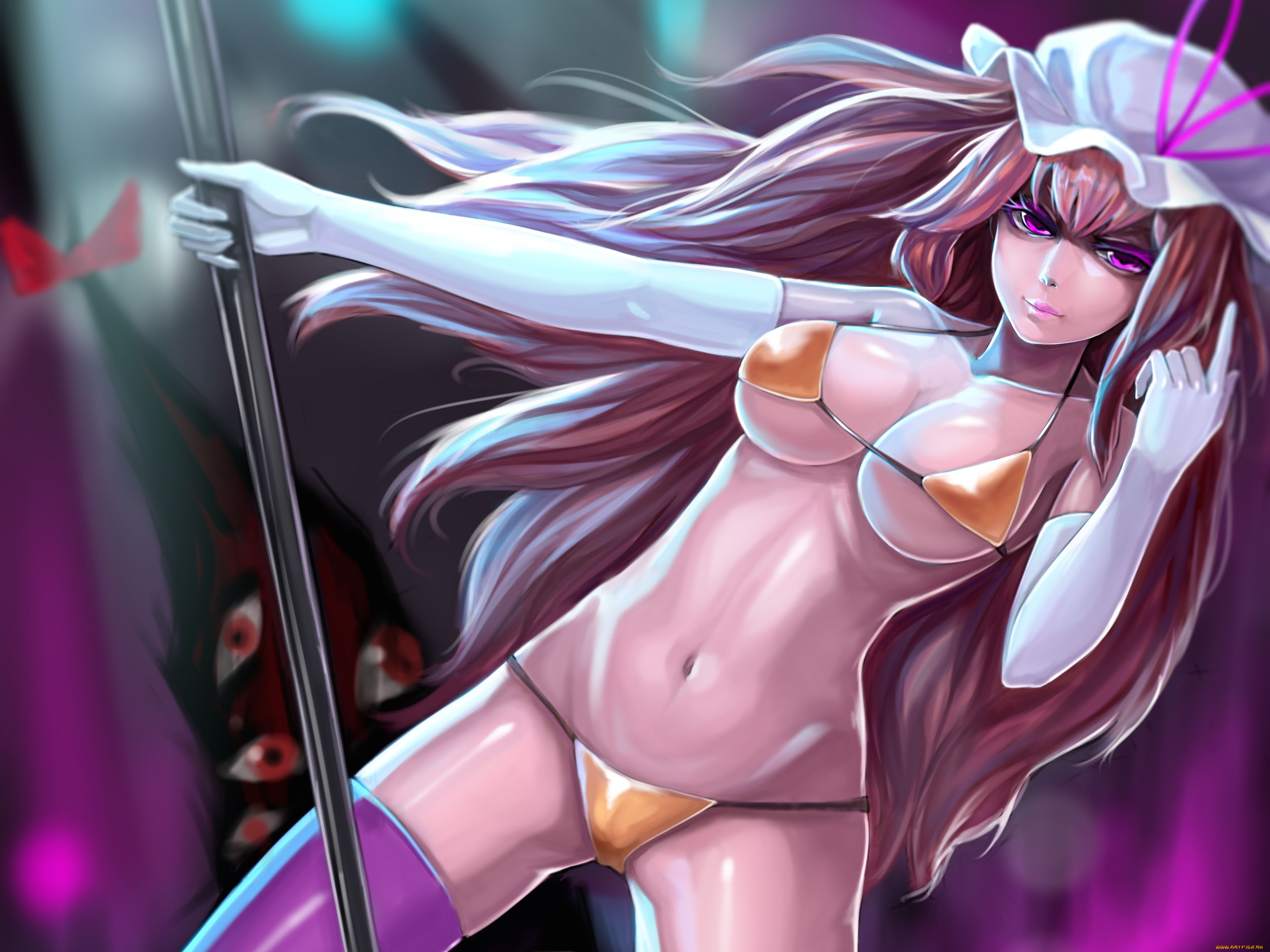 аниме, touhou, купальник, взгляд, арт, девушка, yakumo, yukari, fuuko, chan