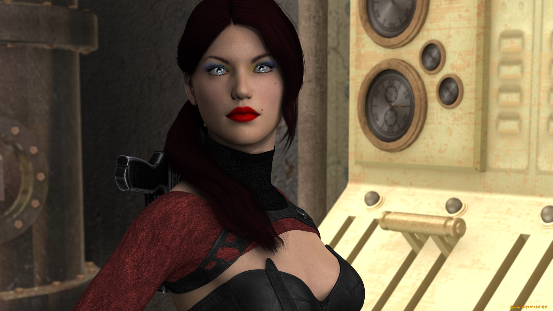 3д, графика, фантазия, , fantasy, фон, взгляд, девушка