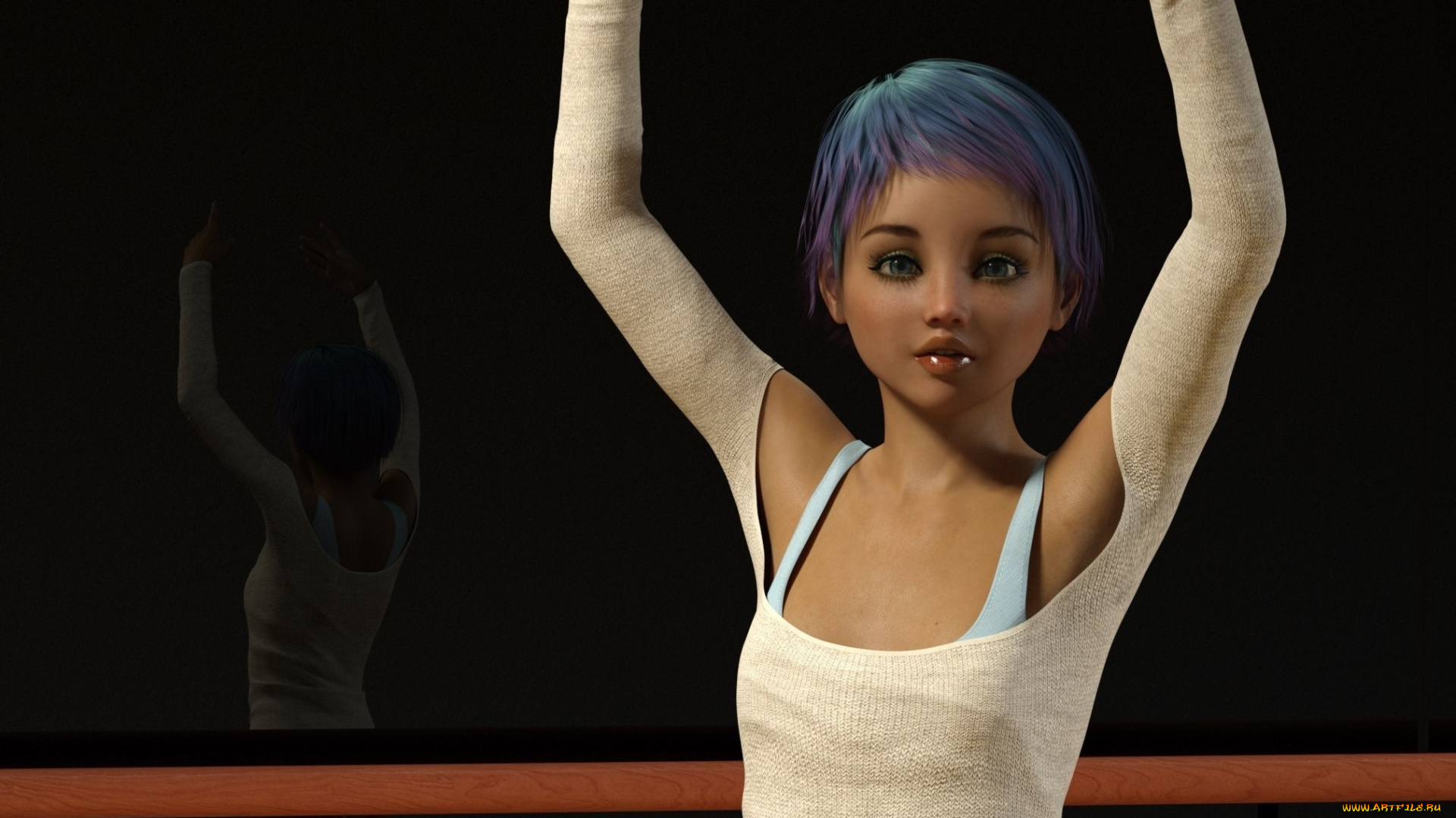 3д, графика, люди, , people, гимнастка, фон, девочка, взгляд
