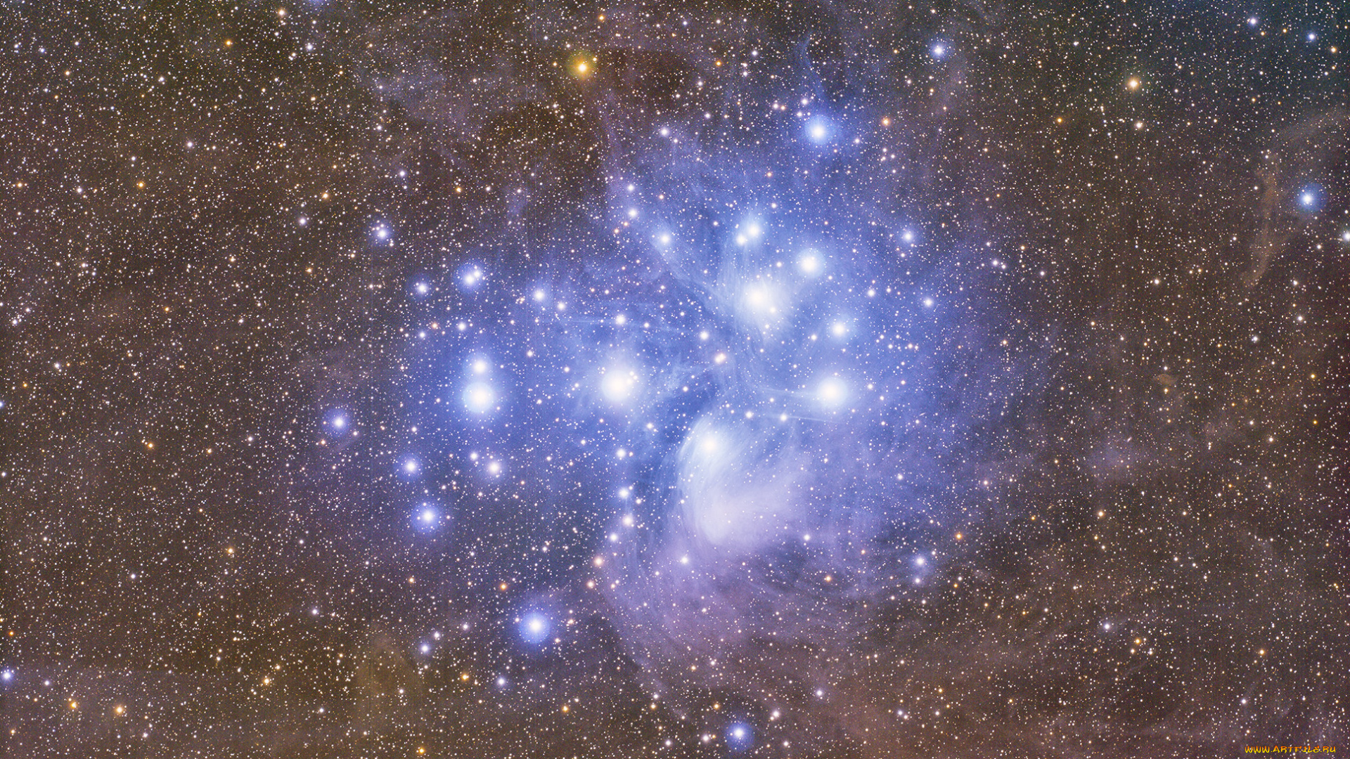 космос, галактики, туманности, m-45, плеяды, звёздное, скопление