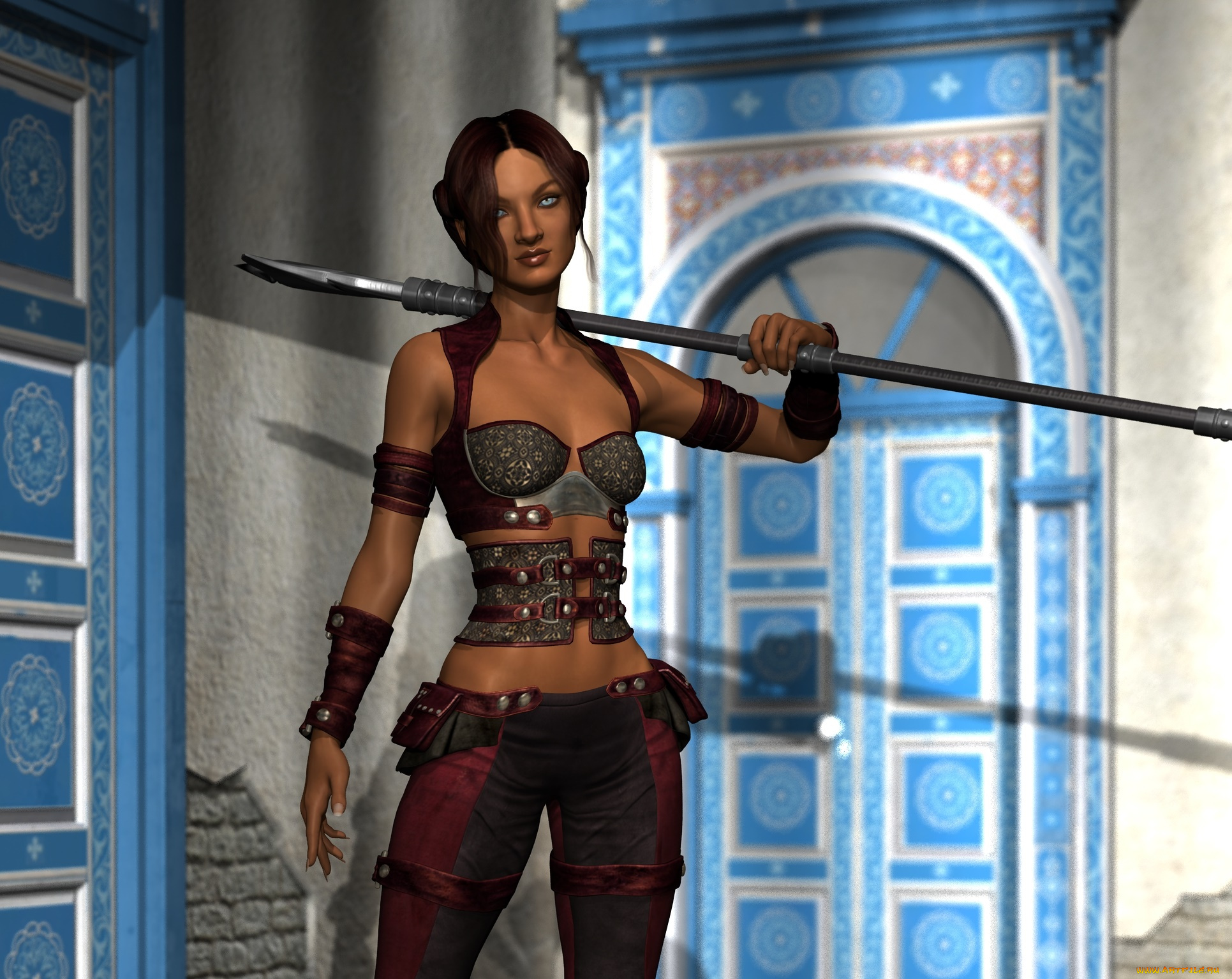 3д, графика, амазонки, , amazon, фон, взгляд, девушка, оружие