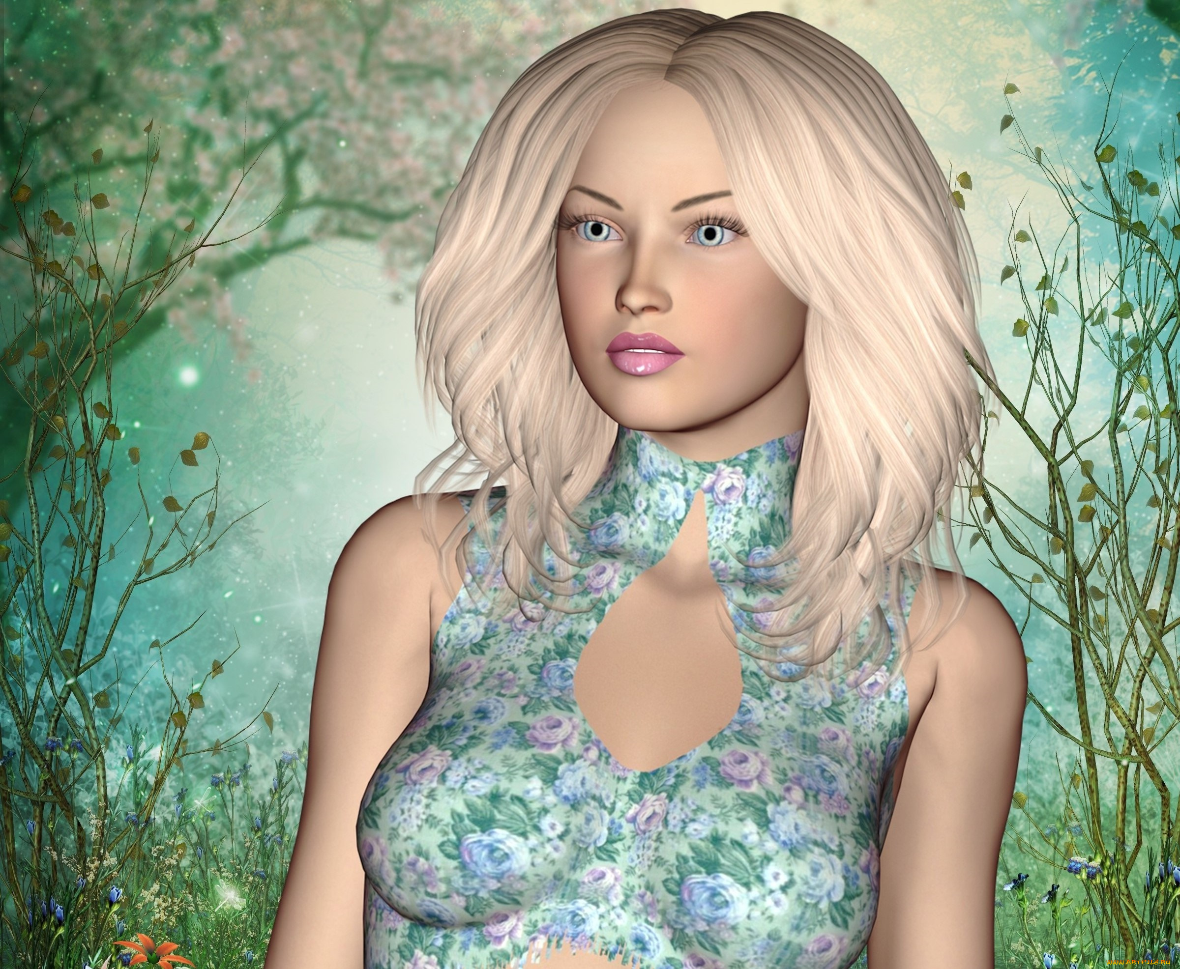 3д, графика, люди, , people, девушка, блондинка, фон, взгляд