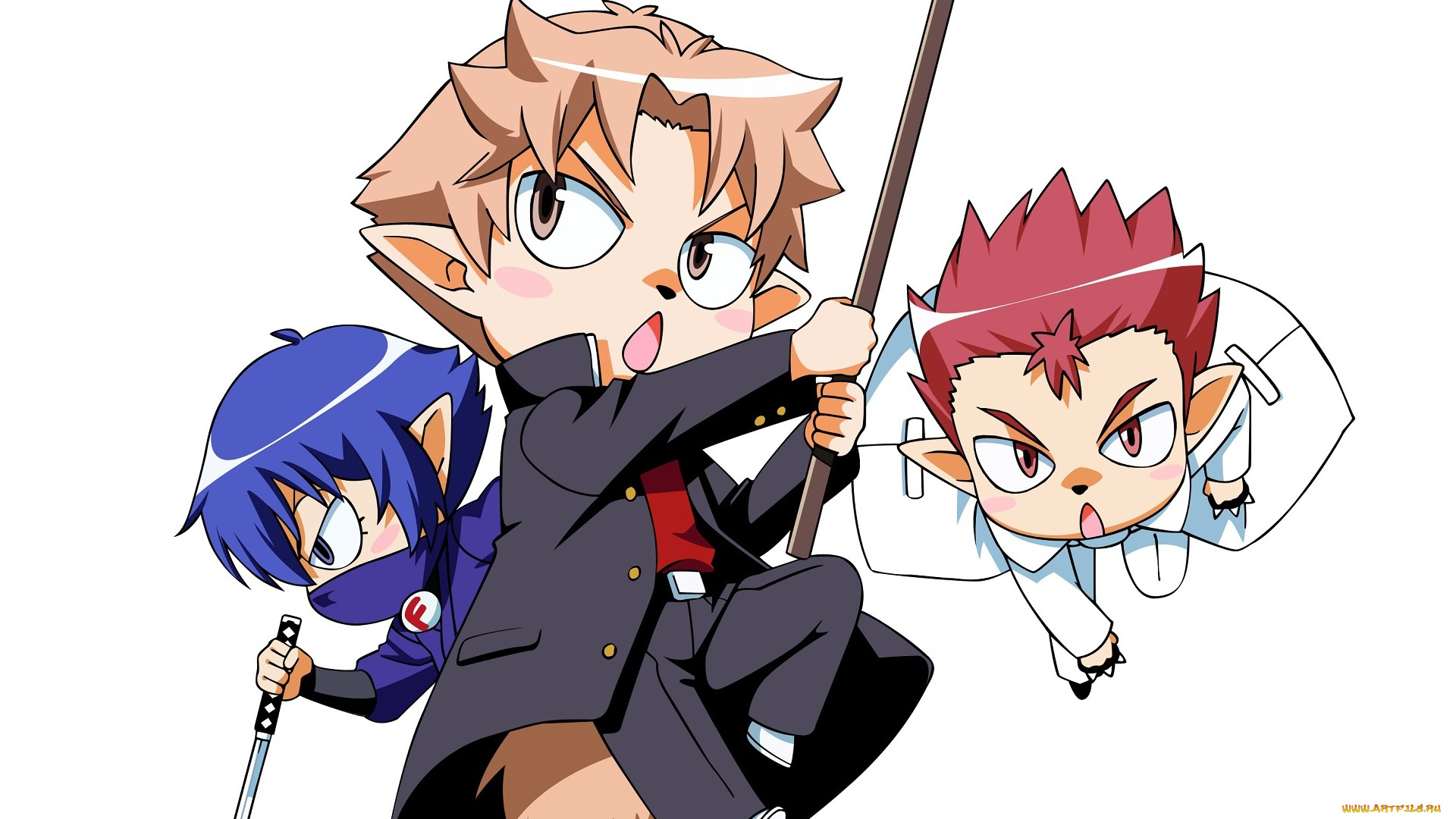 аниме, baka, to, test, to, shoukanjuu, атака, tsuchiya, kouta, дурни, тесты, аватары, белый, фон, хвост, baka, to, test, shoukanjuu, akihisa, yoshii, ушки, друзья, чибики, парни, sakamoto, yuuji