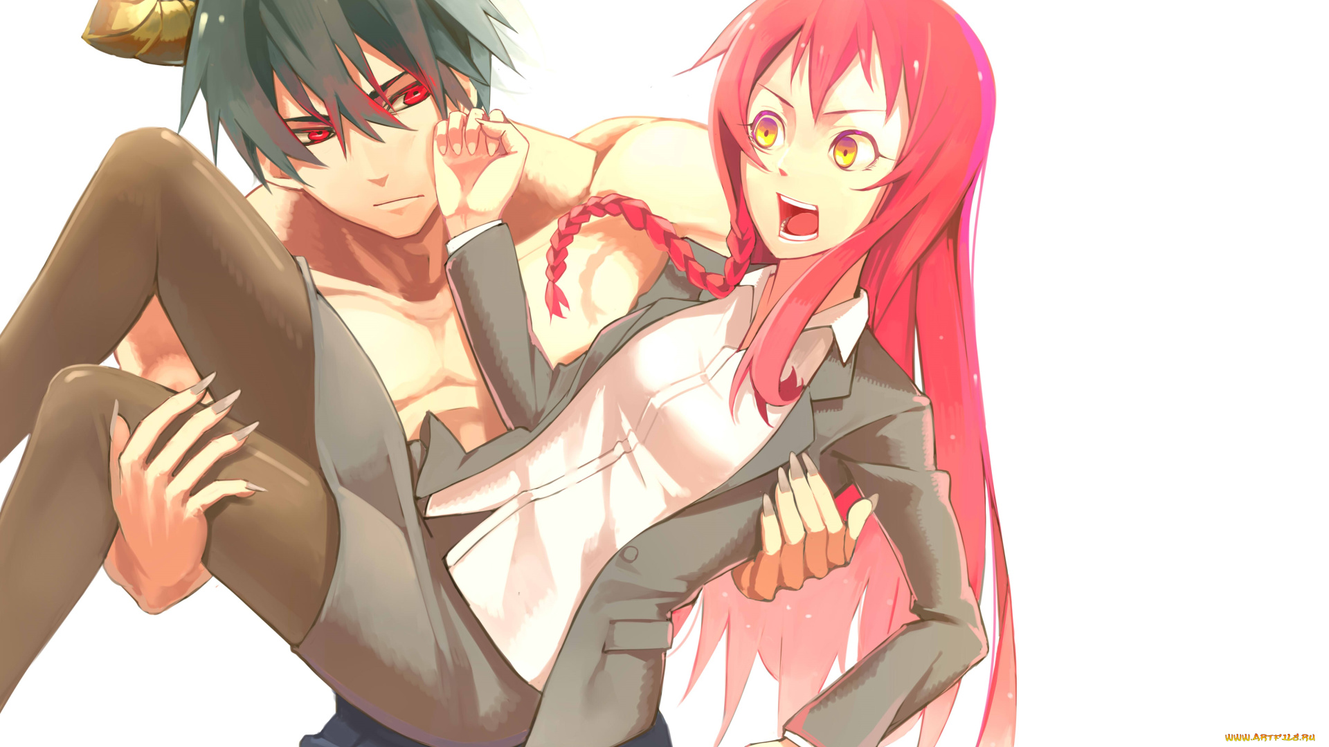 аниме, hataraku, maou-sama, девушка, сатана