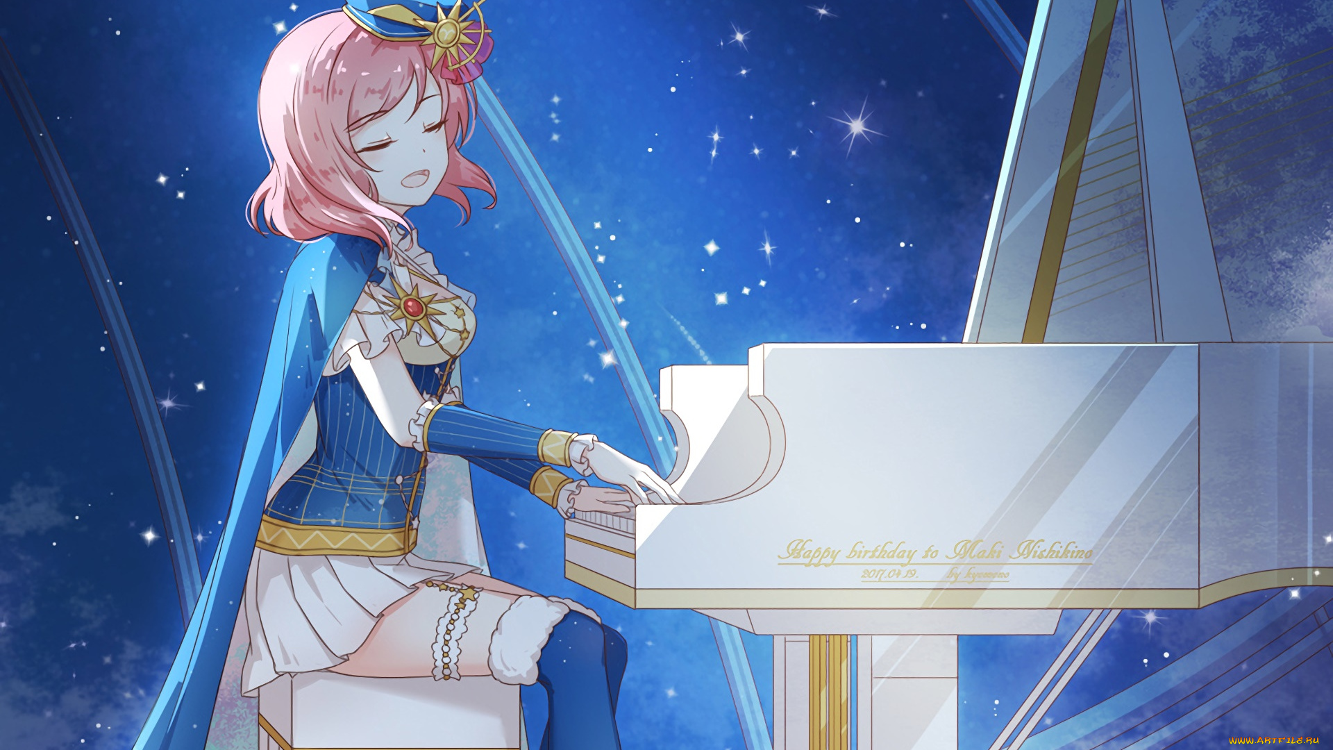 аниме, love, live, , school, idol, project, девушка, взгляд, фон