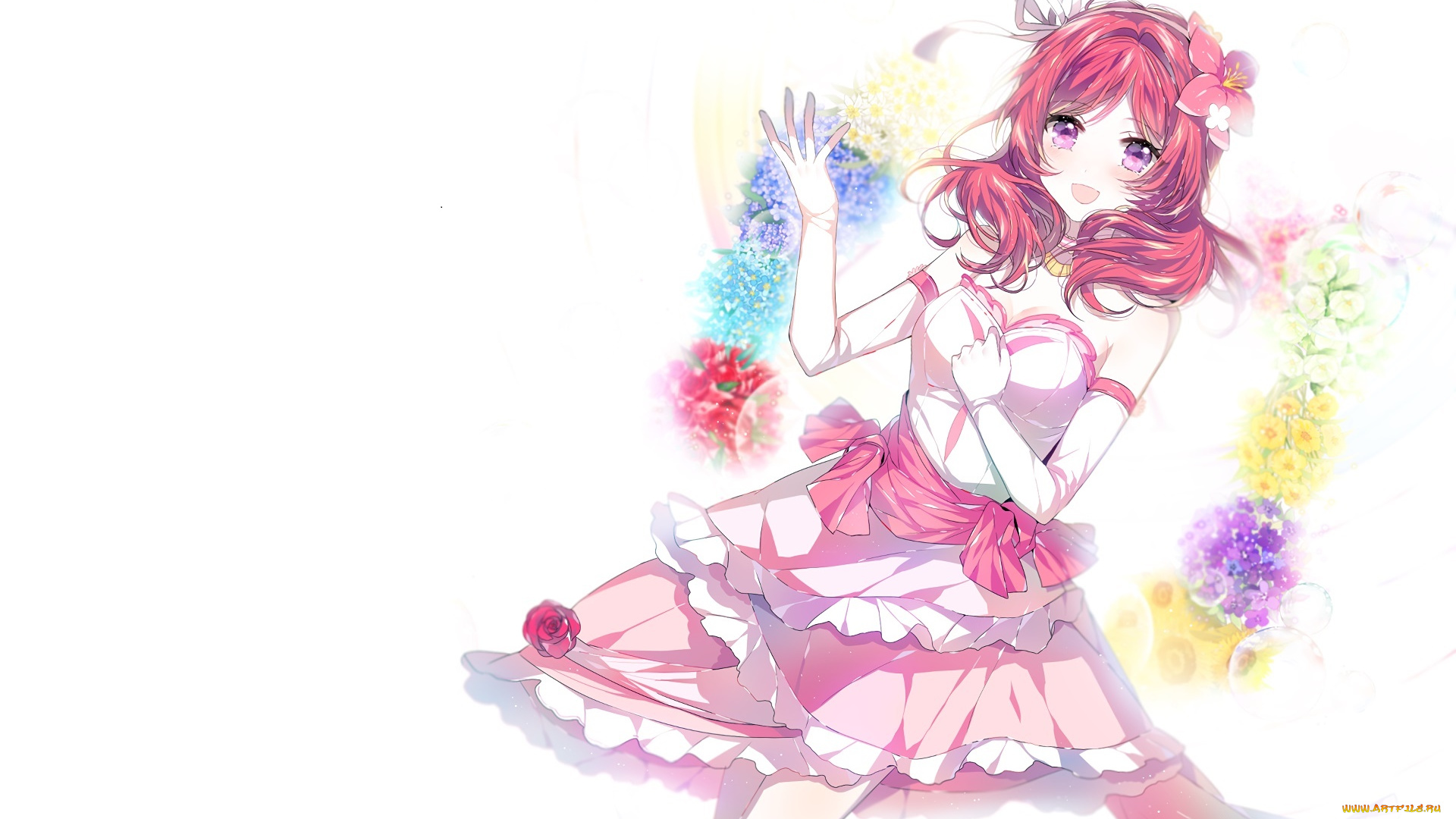 аниме, love, live, , school, idol, project, взгляд, фон, девушка