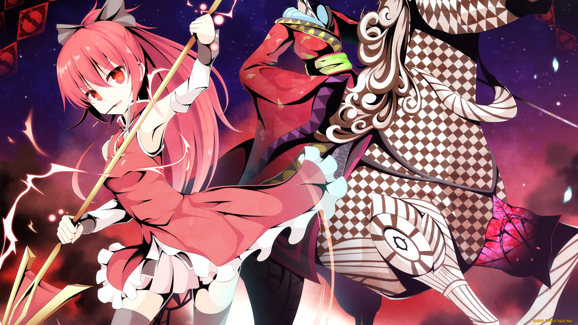 аниме, mahou, shoujo, madoka, magika, девушки, взгляд, фон