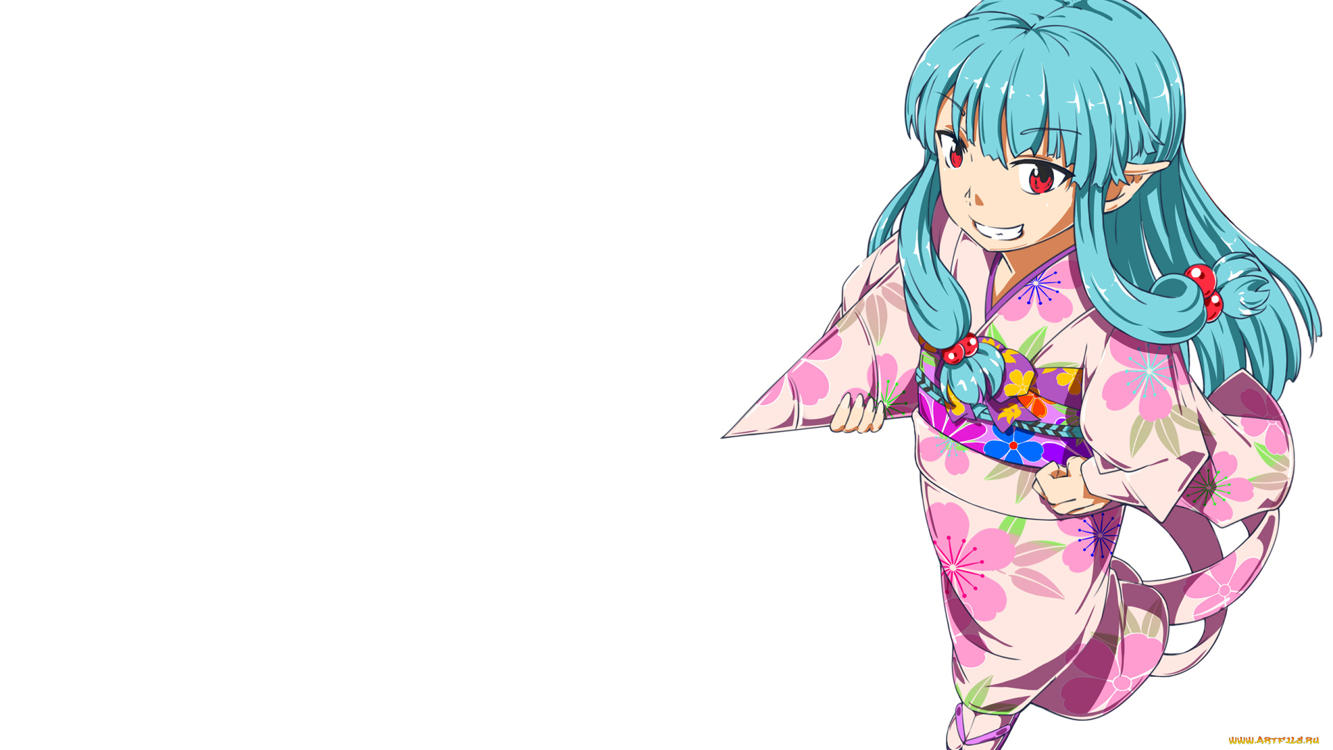 аниме, monobeno, взгляд, девушка, фон