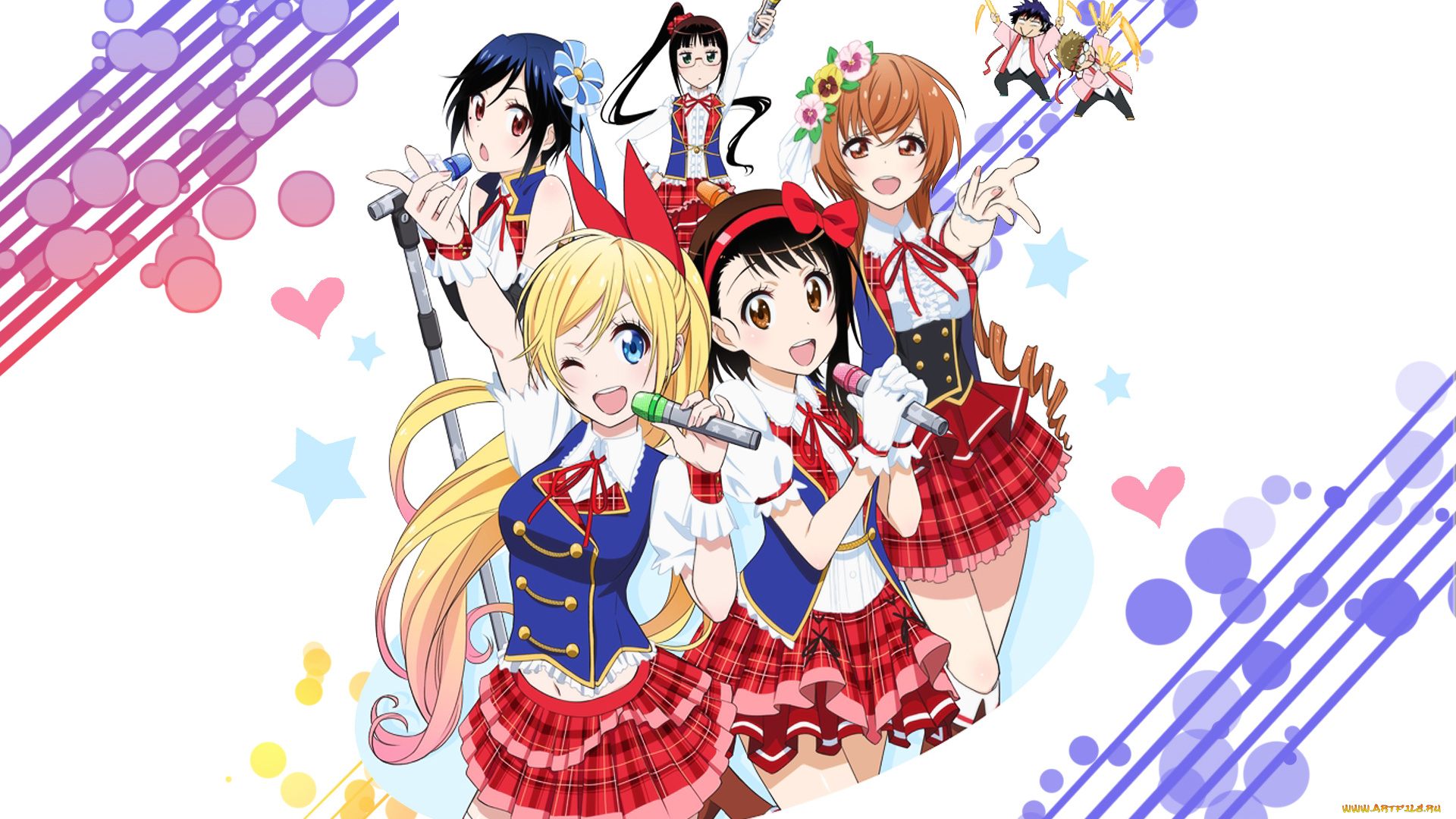 аниме, nisekoi, фон, девушки, взгляд