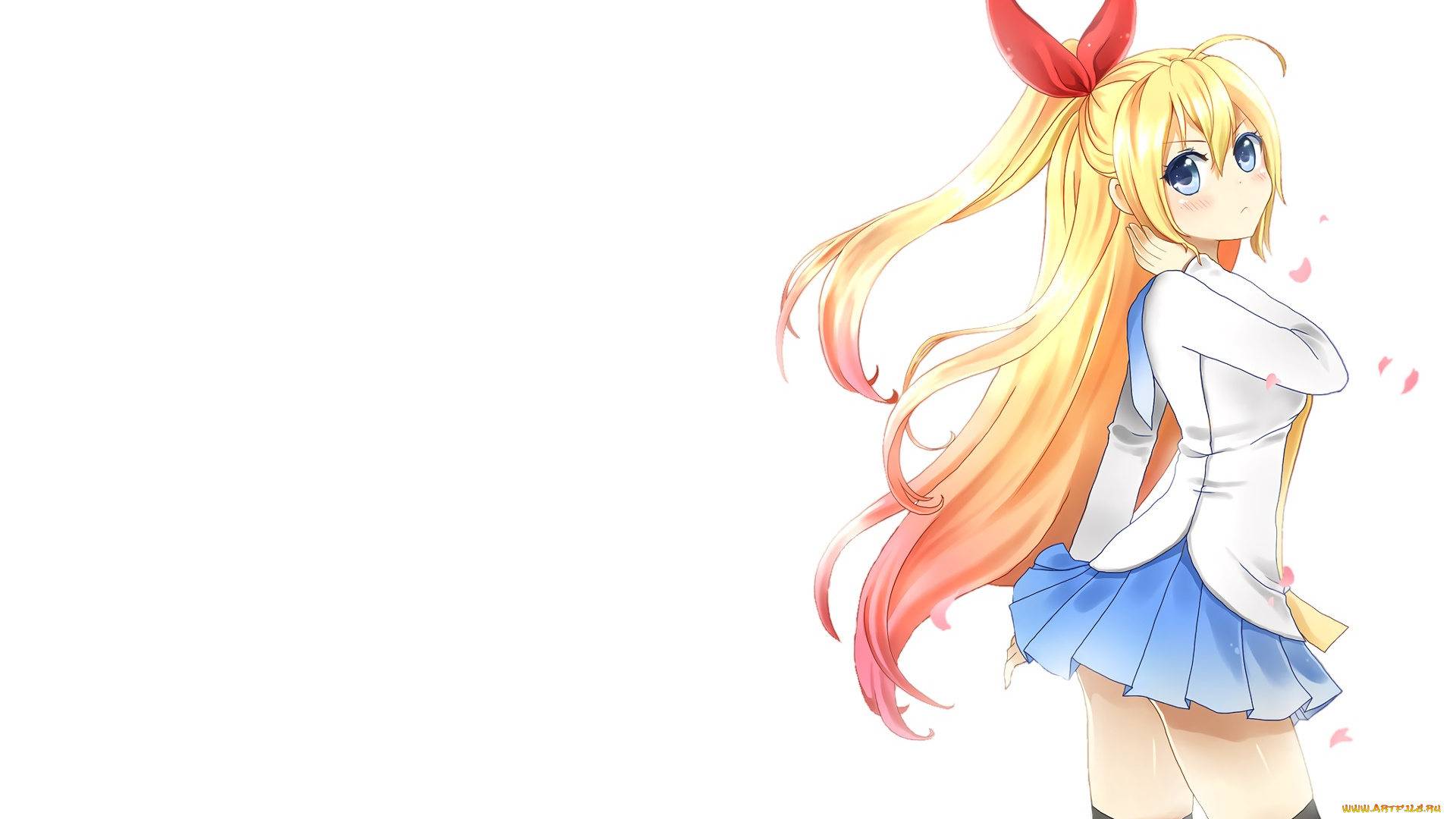 аниме, nisekoi, взгляд, девушка, фон