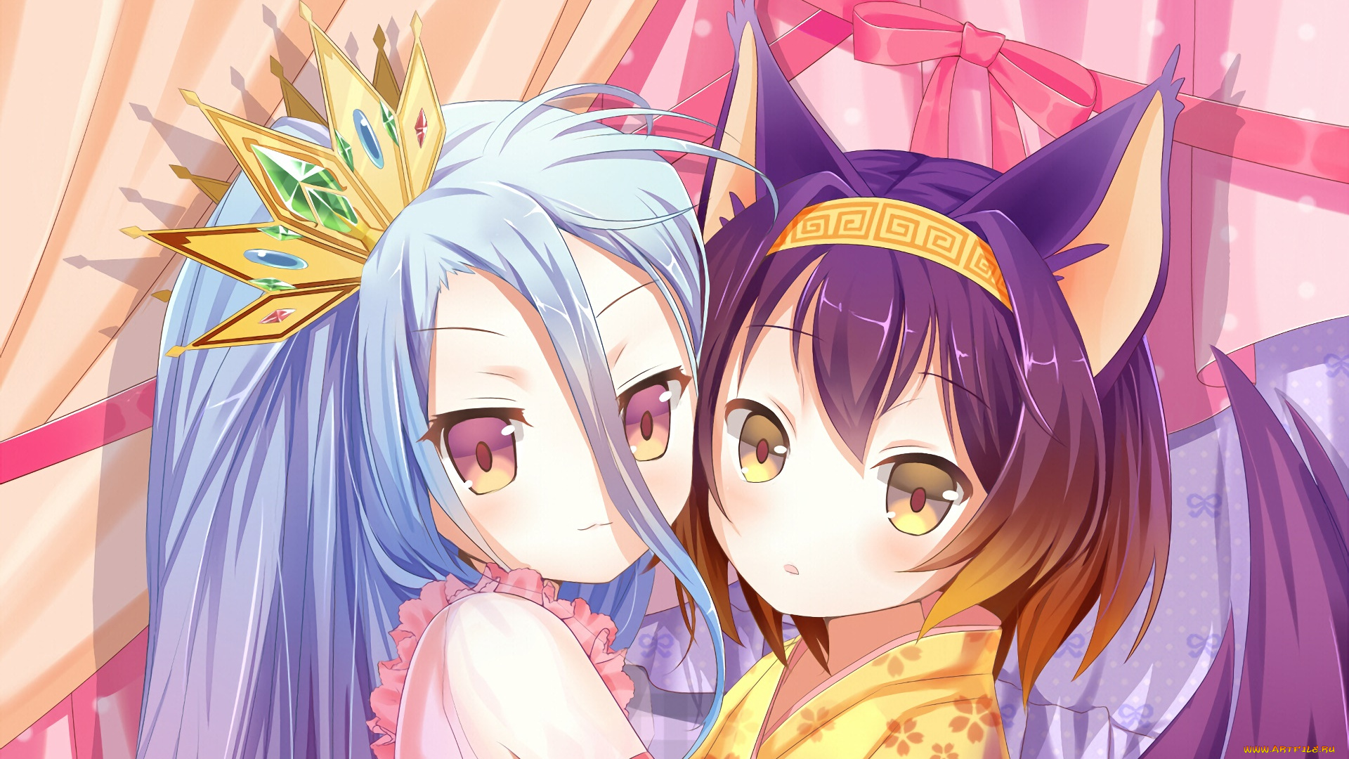 аниме, no, game, no, life, фон, взгляд, девушки