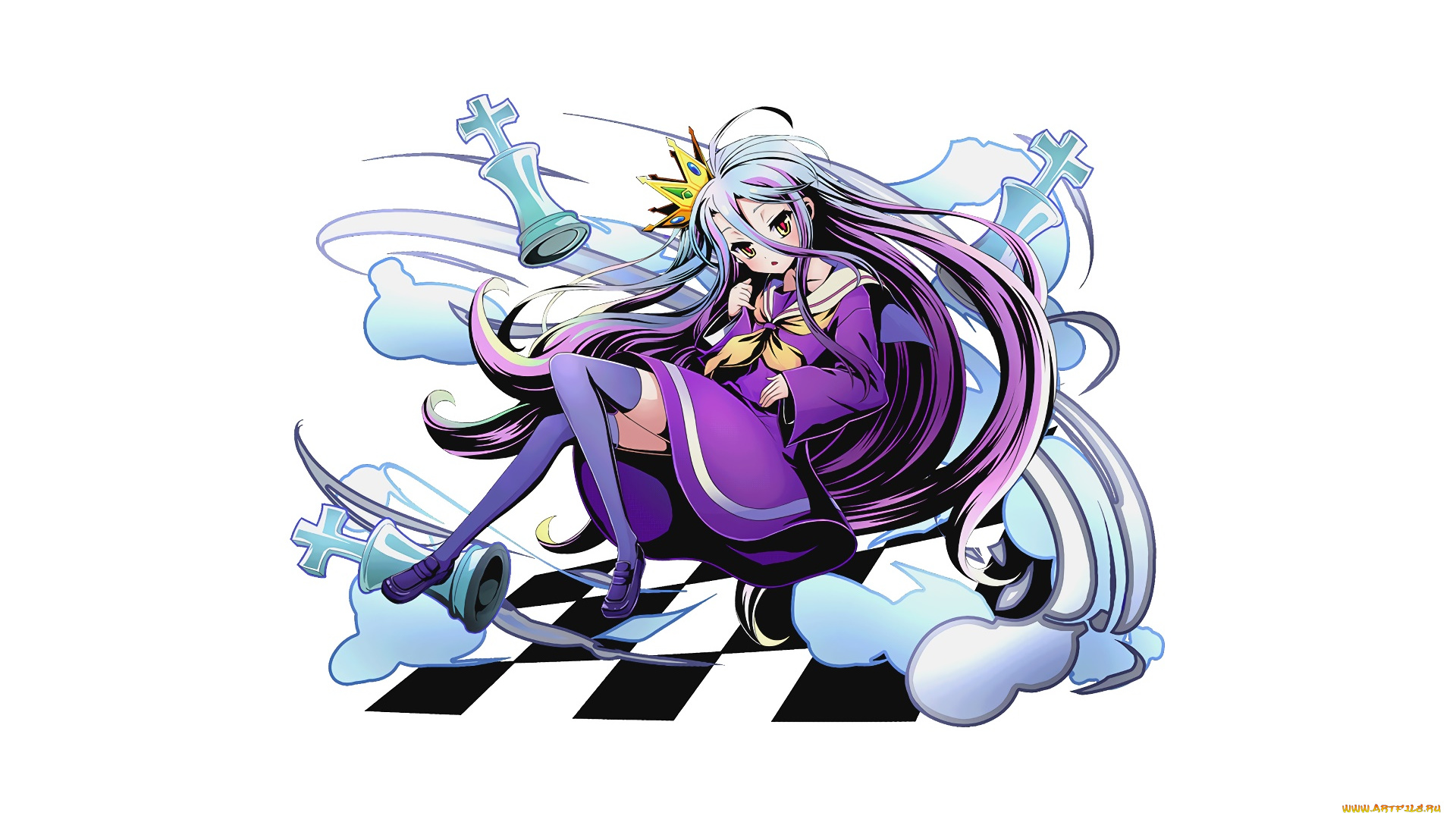 аниме, no, game, no, life, фон, взгляд, девушка