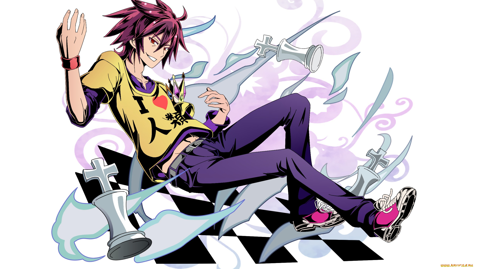 аниме, no, game, no, life, взгляд, парень, фон