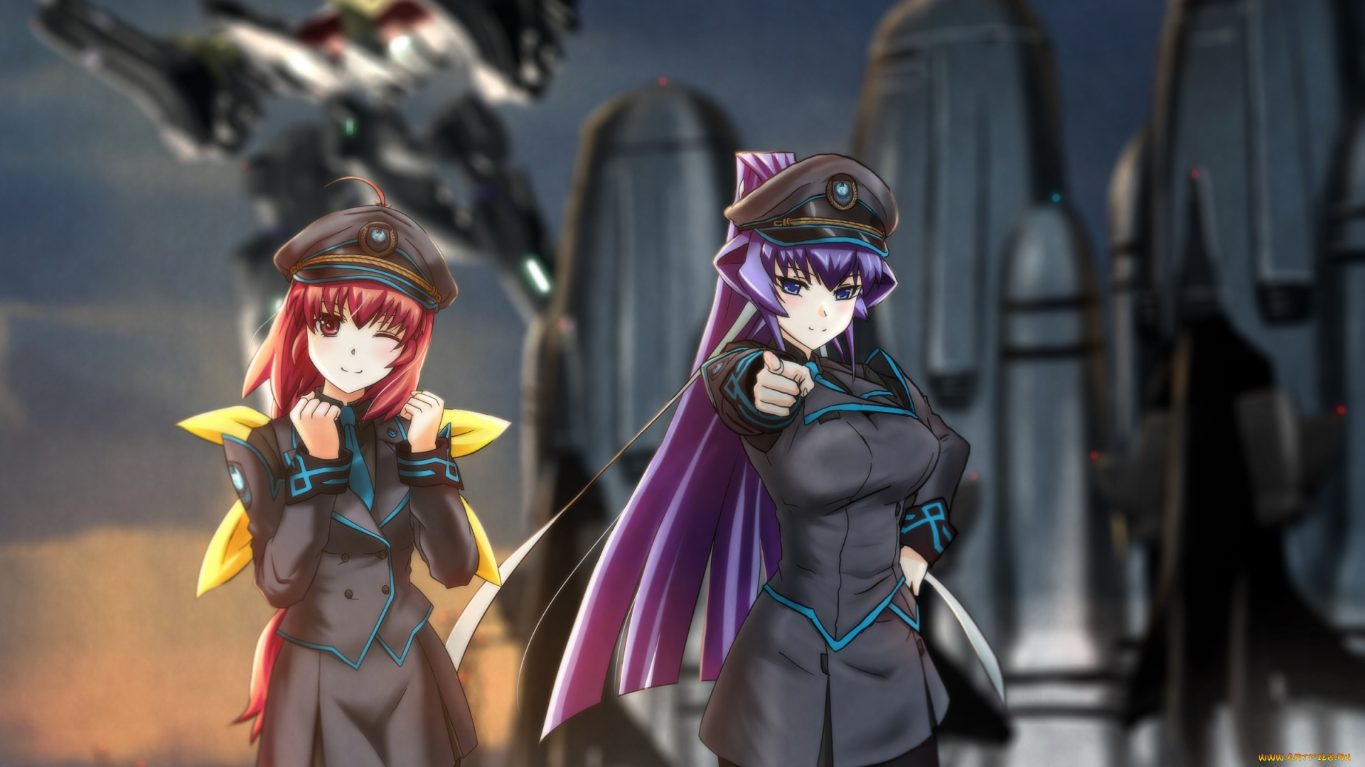 аниме, оружие, , техника, , технологии, взгляд, фон, девушки