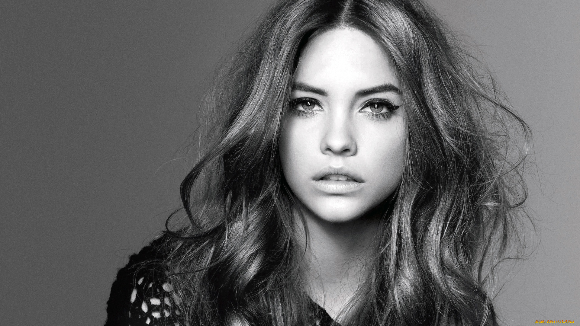 девушки, barbara, palvin, модель, черно-белая, лицо, сетка