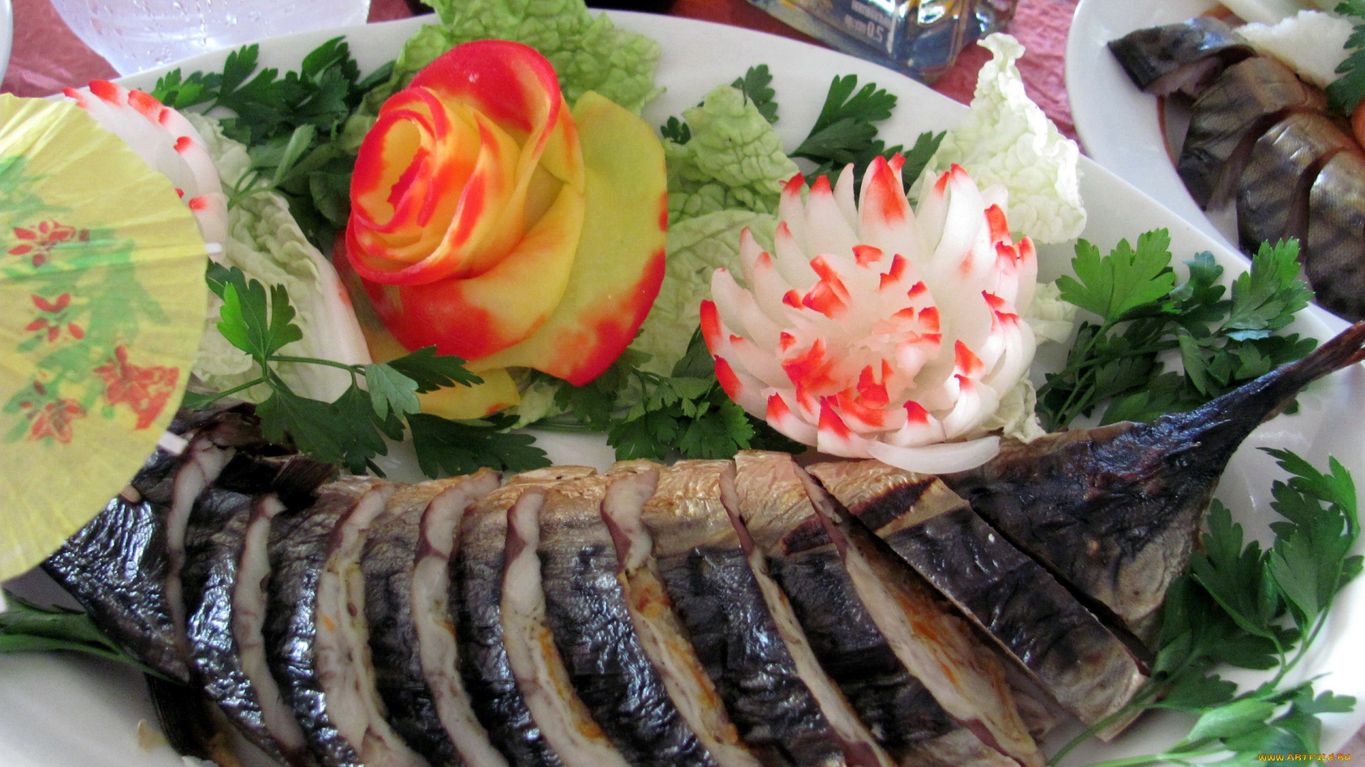 еда, рыбные, блюда, , с, морепродуктами, скумбрия