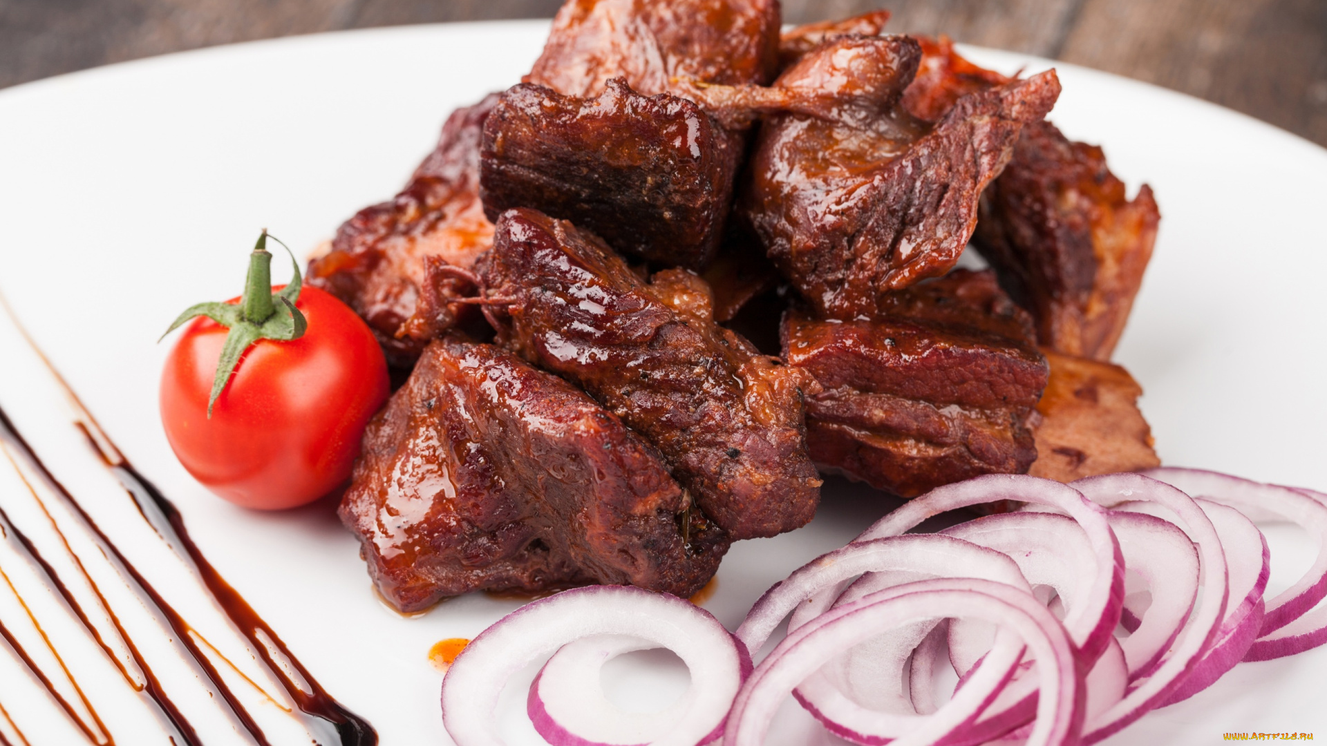 еда, шашлык, , барбекю, из, свинины, с, красным, луком