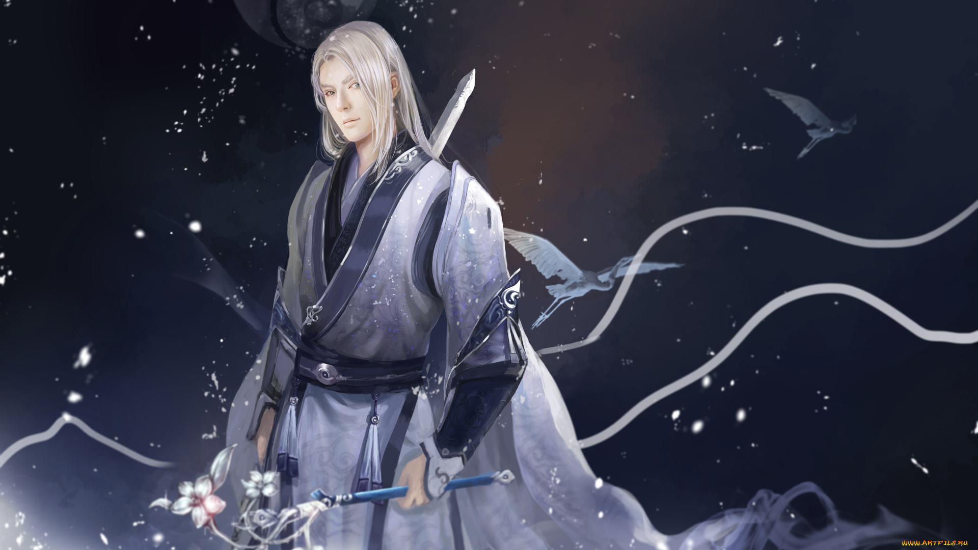 фэнтези, люди, азиат, парень, кимоно